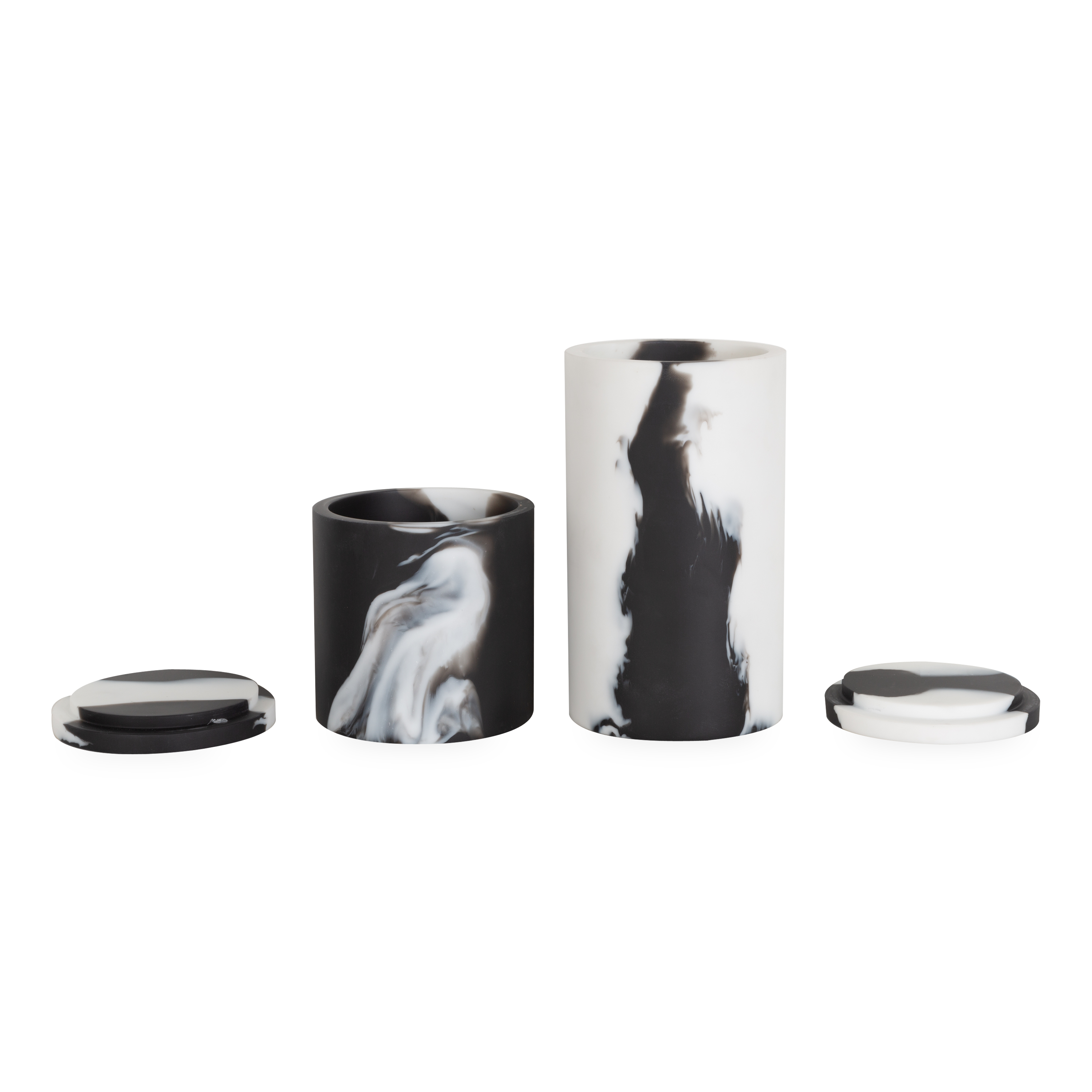 Explore the concept of yin and yang in this duo of round jars.