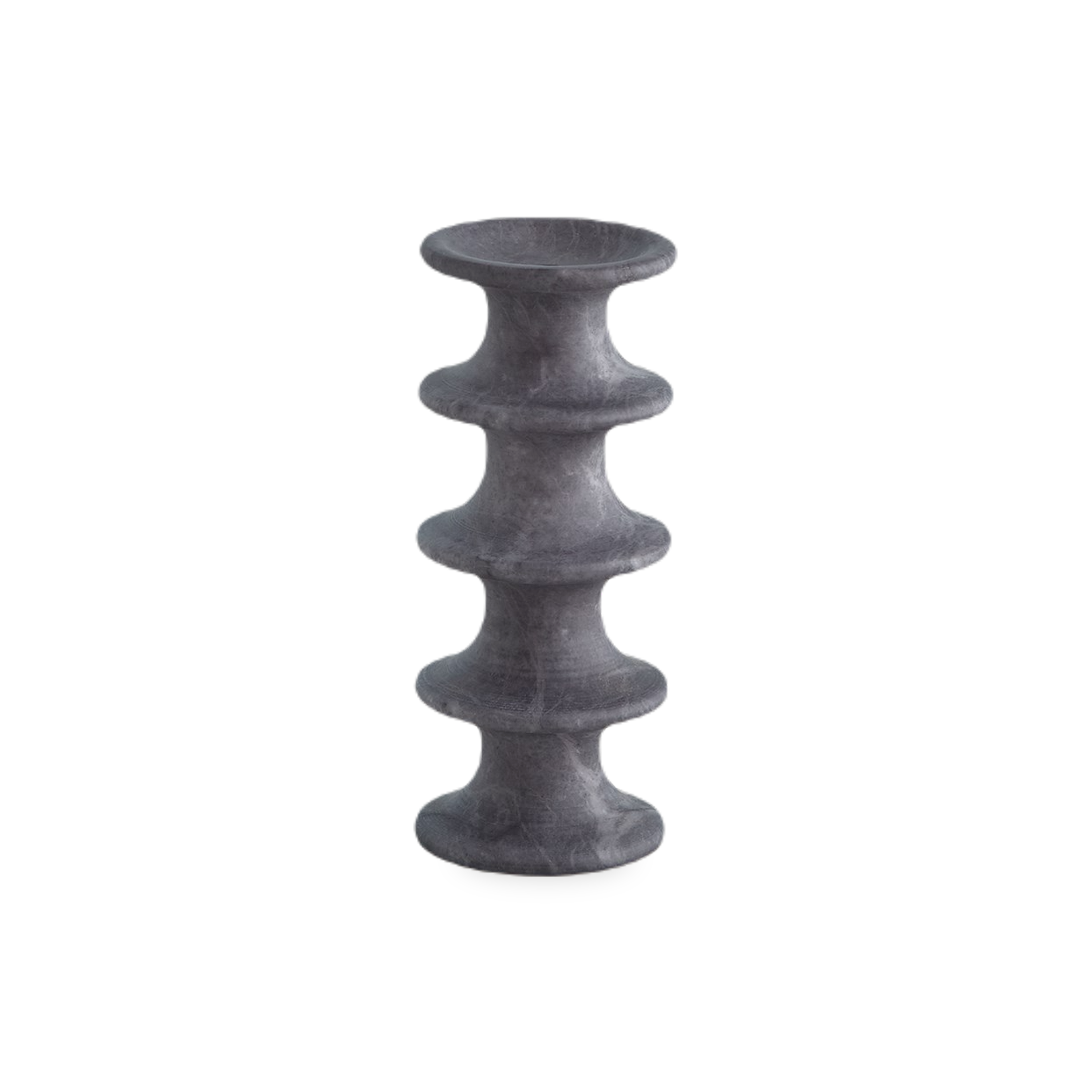 Horizontal fluting compliments the solid alabaster of the Ridge Candleholder.