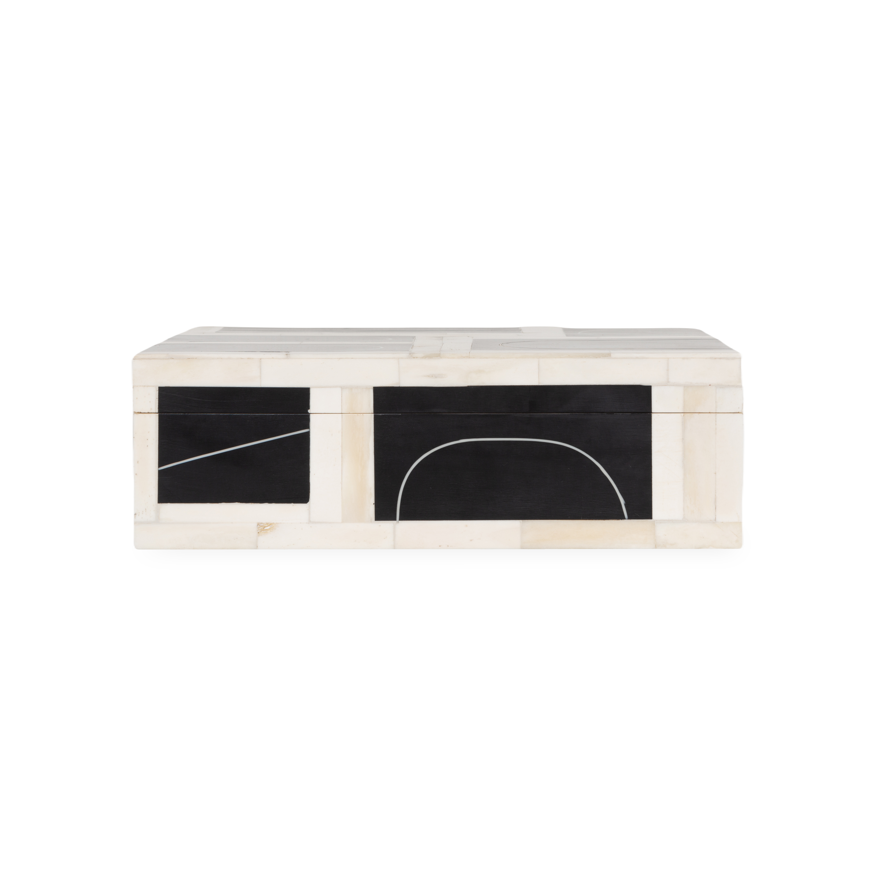 A resin and bone exterior features a brass filet loop that is inlaid.