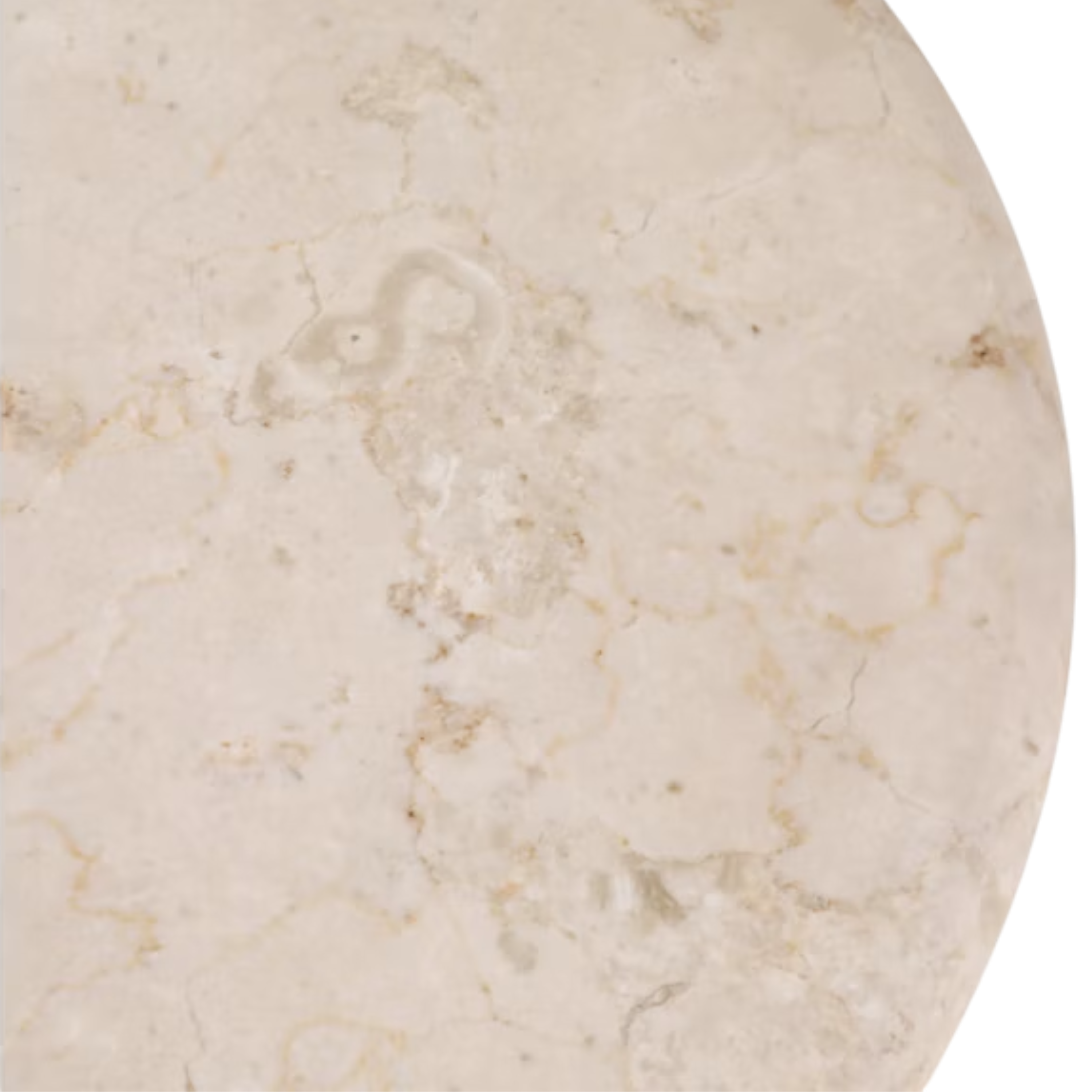 Close-up of the Aldridge Console Table stone top, showing its creamy tone, rounded edge and subtle natural veining.