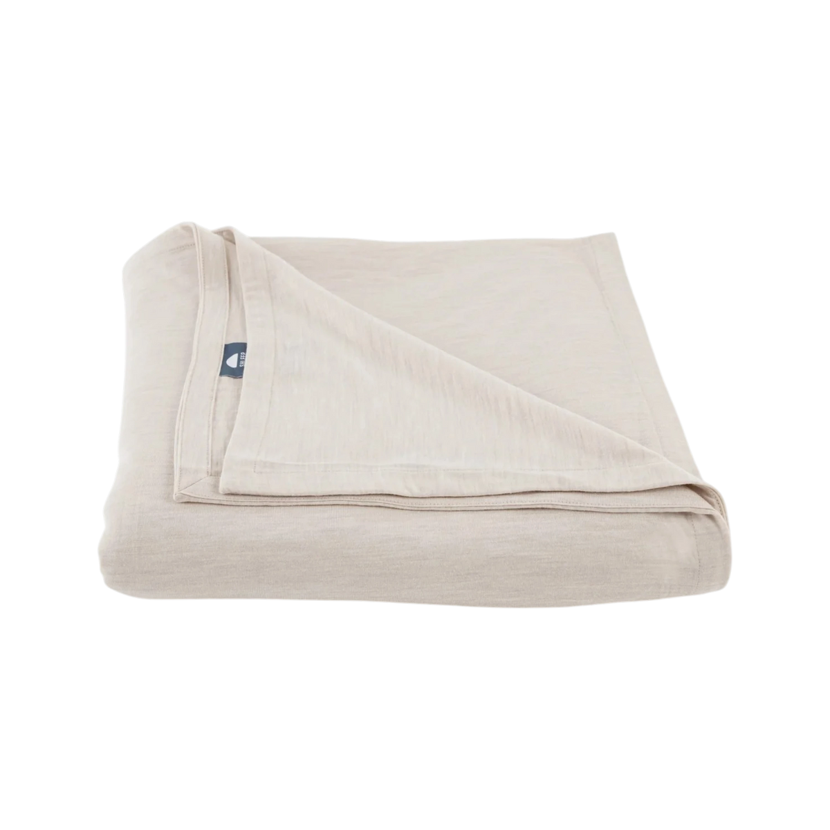 Merino Flat Sheet King in Ivory Merino Jersey, folded to show the soft drape, double-layered top edge and stitched finish.