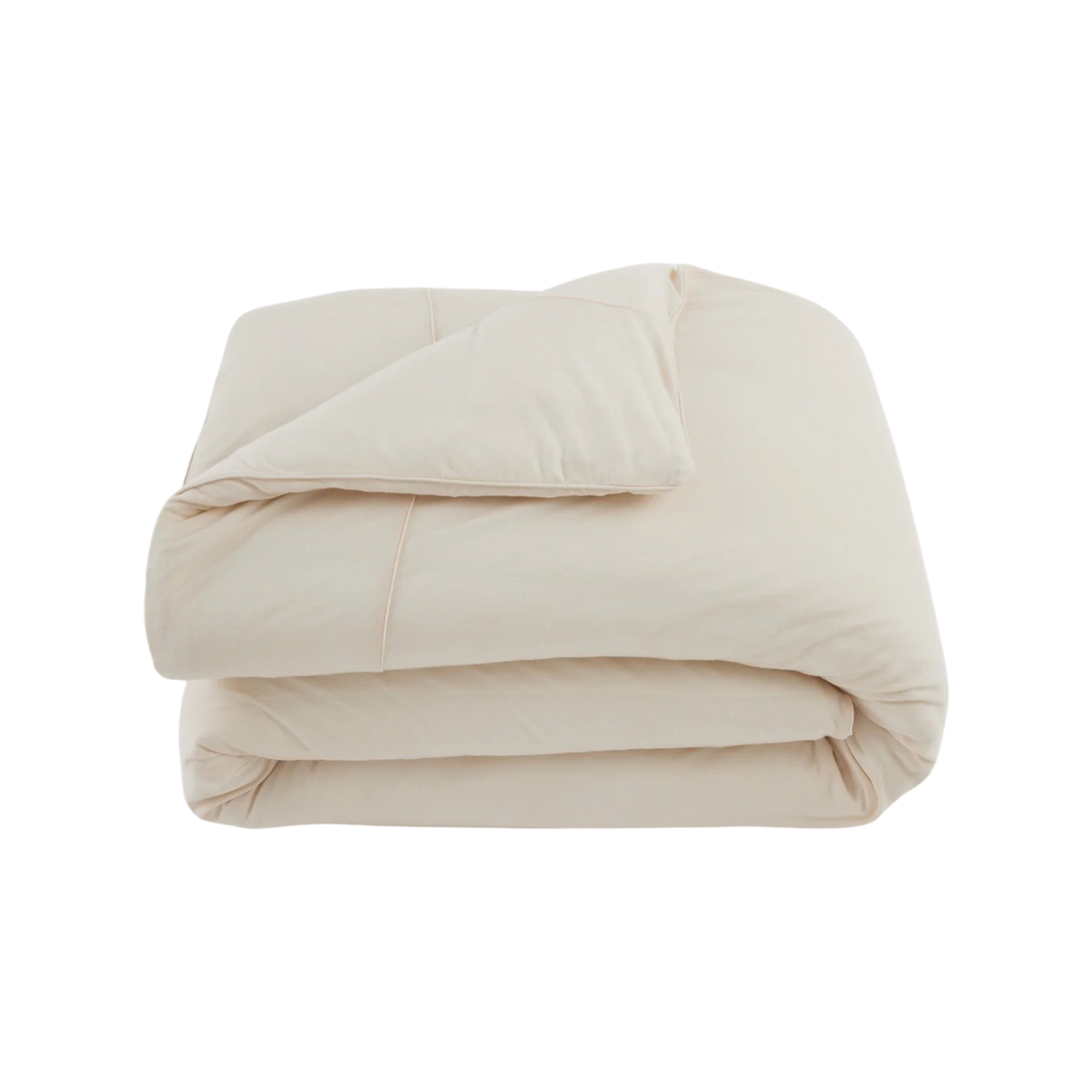 Merino Duvet Cover King Ivory, folded ivory merino wool and bamboo jersey duvet cover with soft drape, tailored stitching and self-fabric piping.