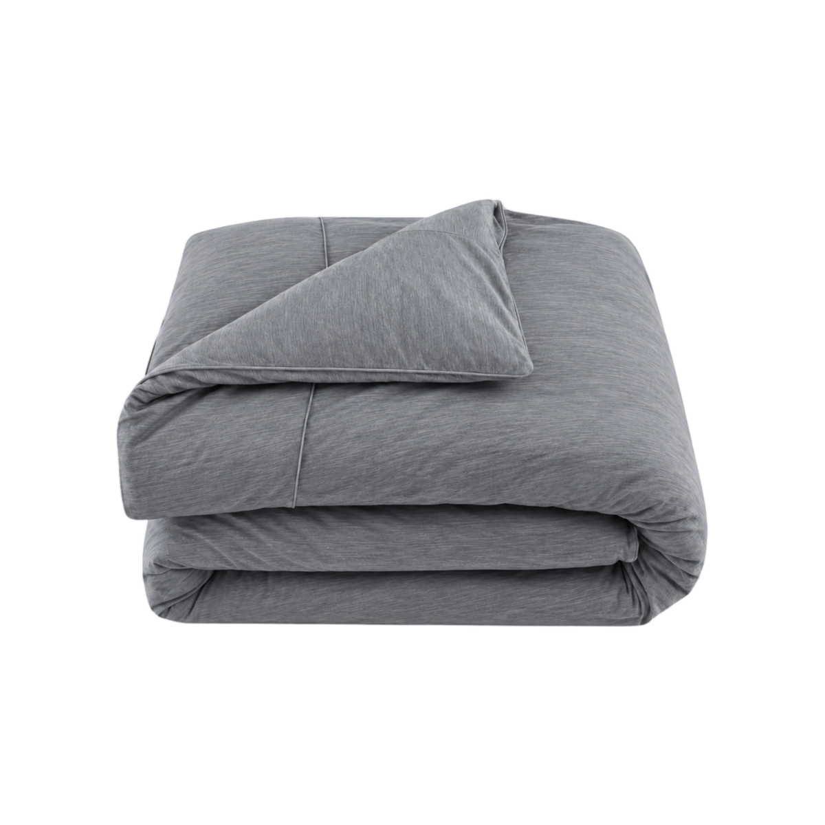 Merino Duvet Cover Queen Granite grey, folded merino wool and bamboo jersey duvet cover with soft drape, tailored stitching and self-fabric piping.