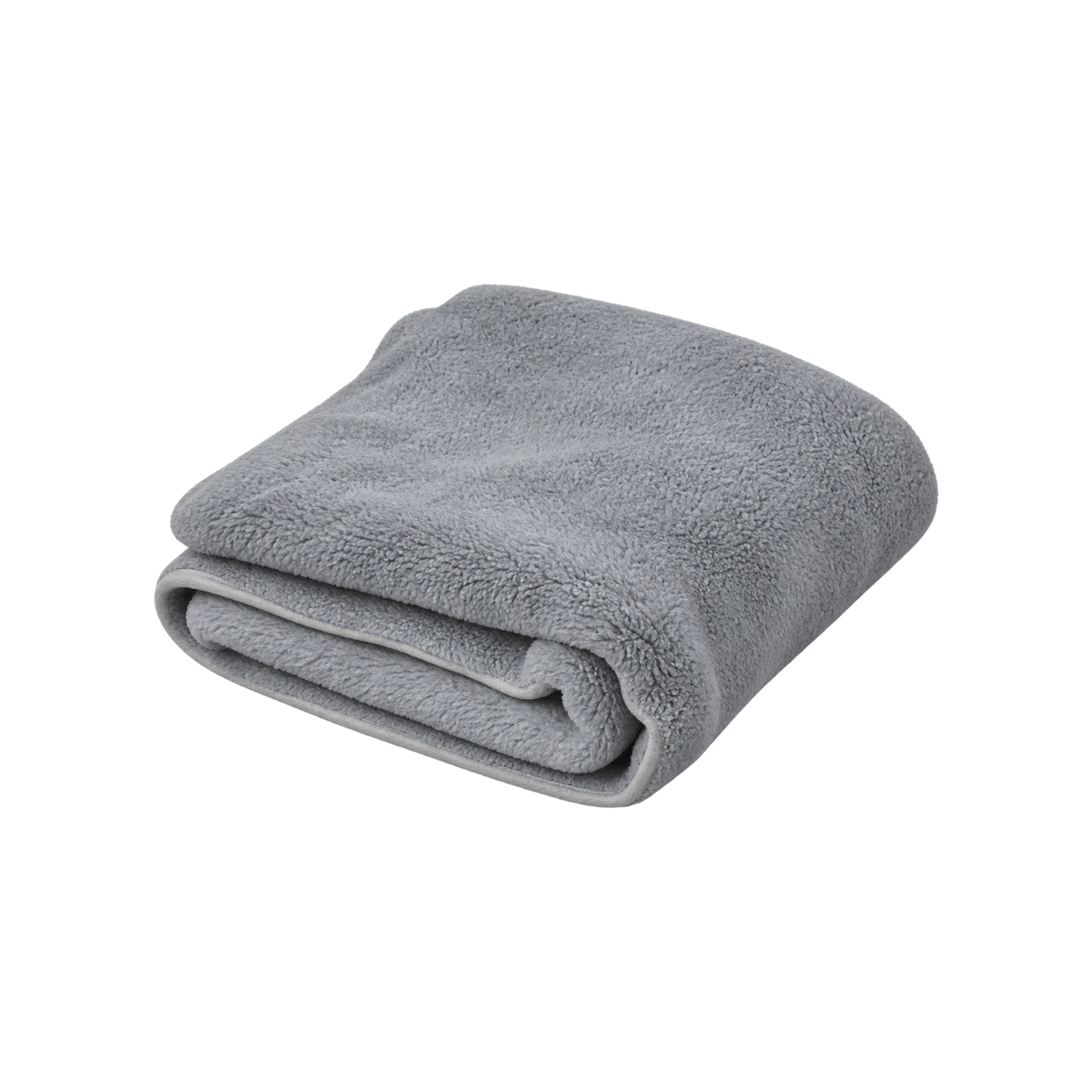 Merino Fleece Throw in Slate grey, neatly folded to show its soft fleece texture and piped edge.