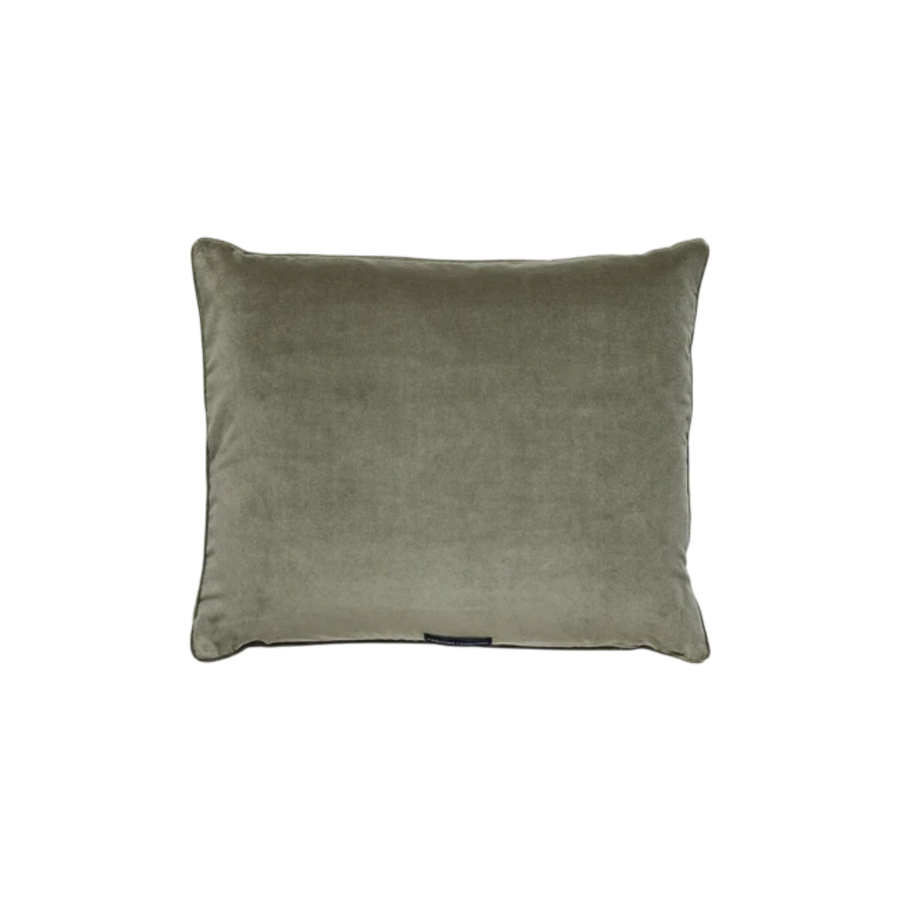 Back view of the Rosie Pillow 20x24 in olive, showing a solid tonal fabric with a soft, velvety texture.