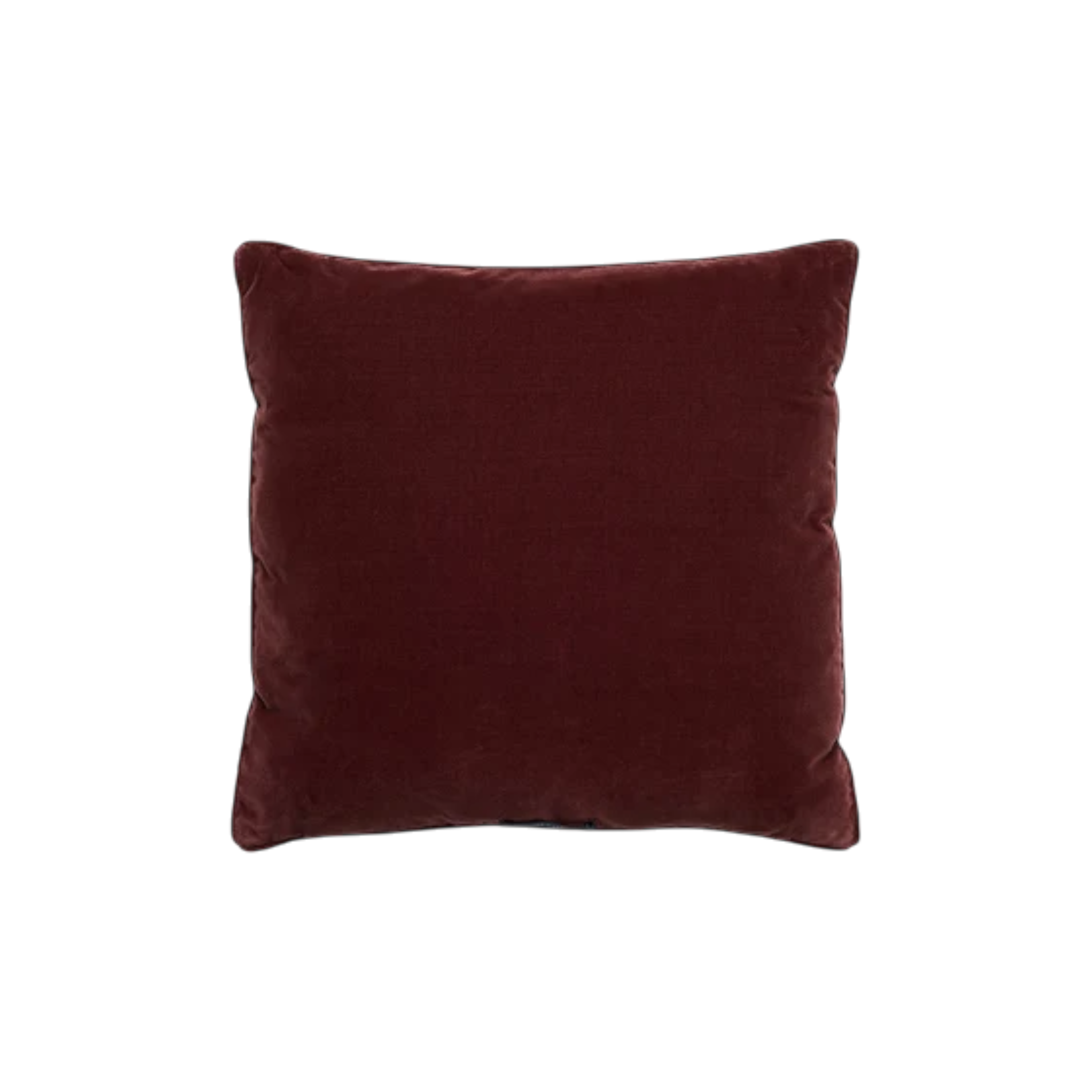 Back view of the Kiki Pillow 20x20 in aubergine, showing a solid aubergine fabric with a soft, subtly lustrous finish.