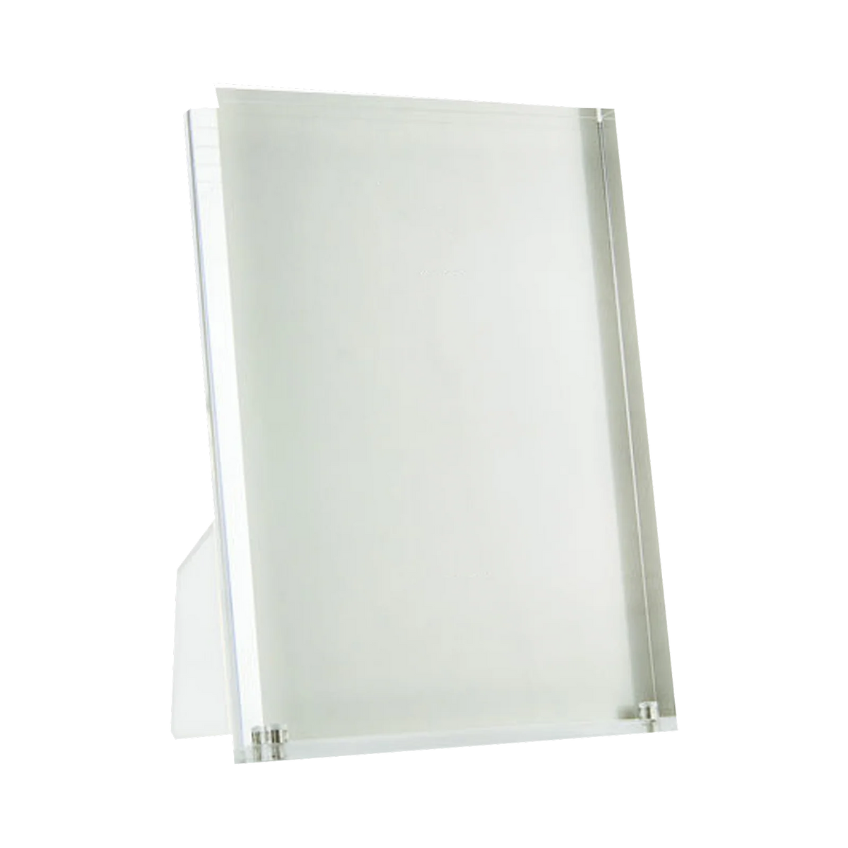 A simple clear acrylic frame that will add stylish flair to any setting.