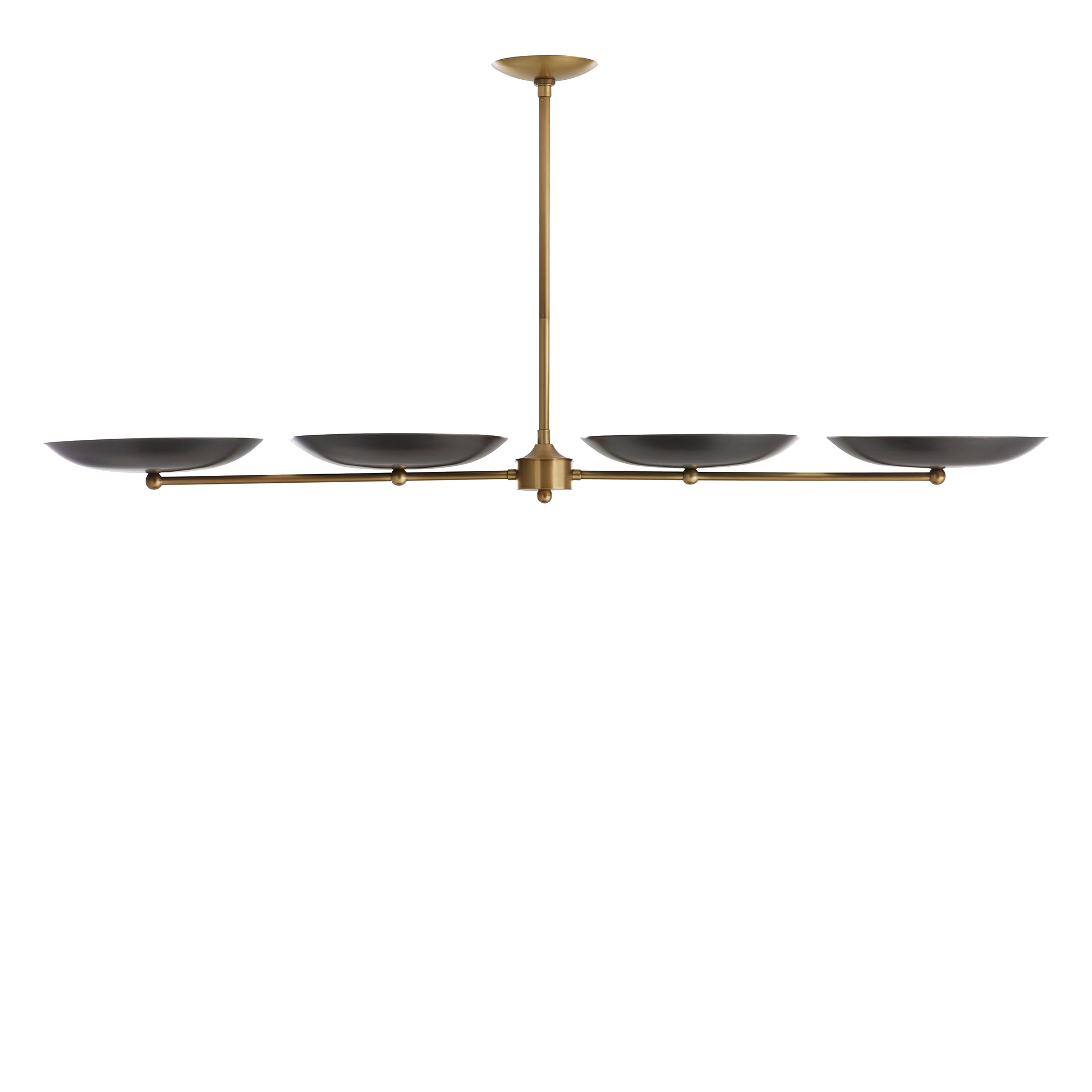 Streamlined yet elegant, this linear chandelier made from steel balances a bold bronze finish with an elegant antique brass frame.