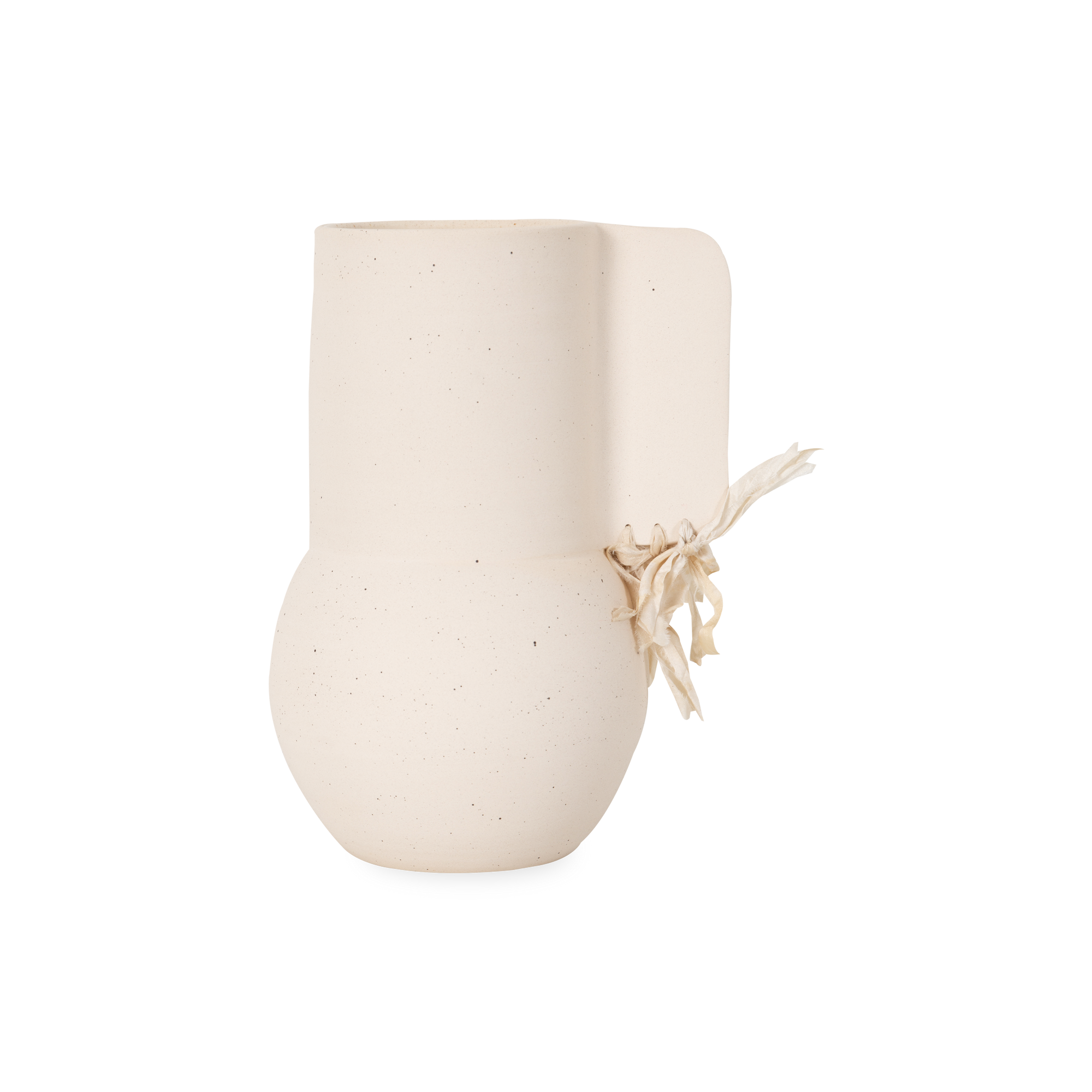 Characterized by simple and organic shapes, The Stoneware Vase is made of white specked stoneware.