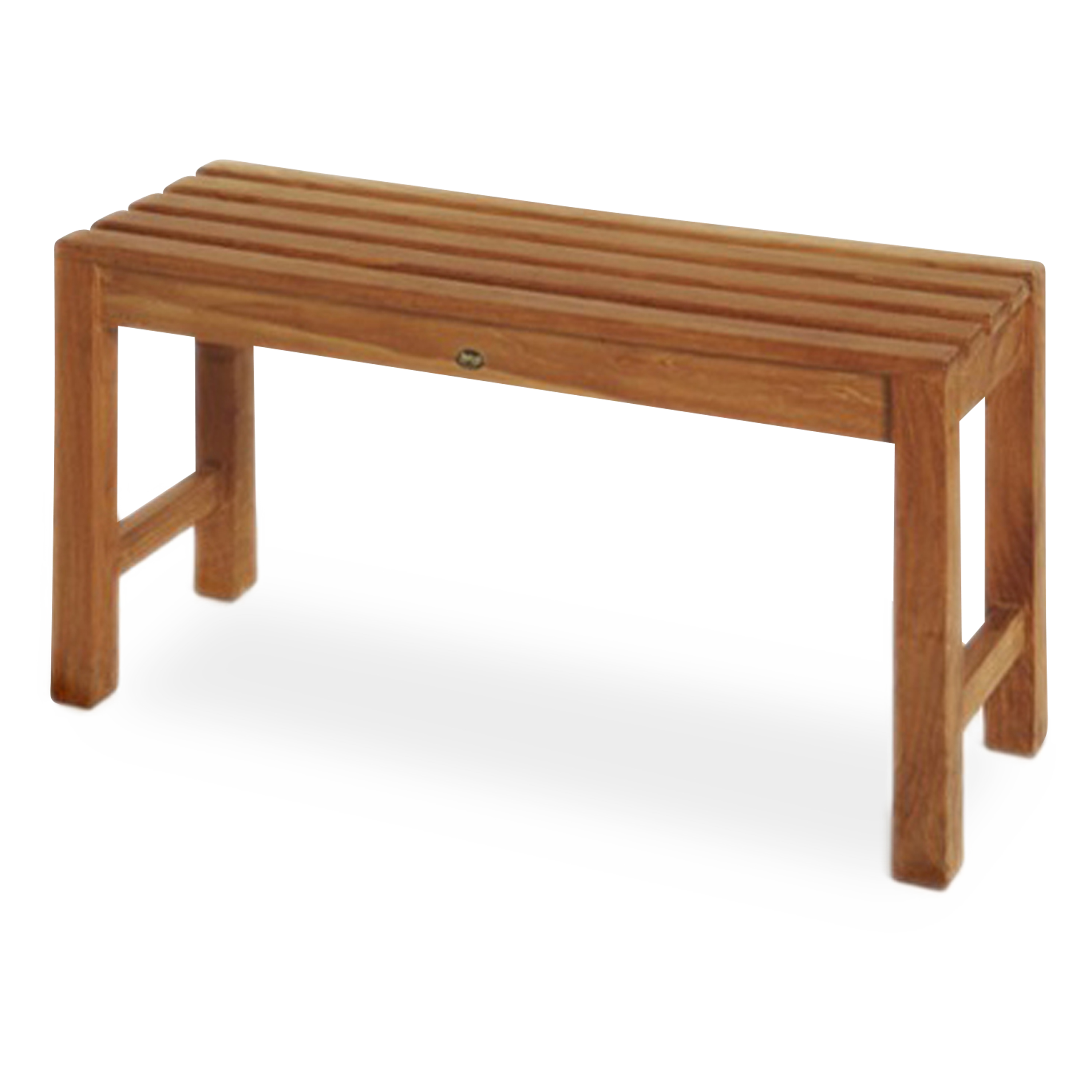 The Coach teak bench is perfect in the shower.