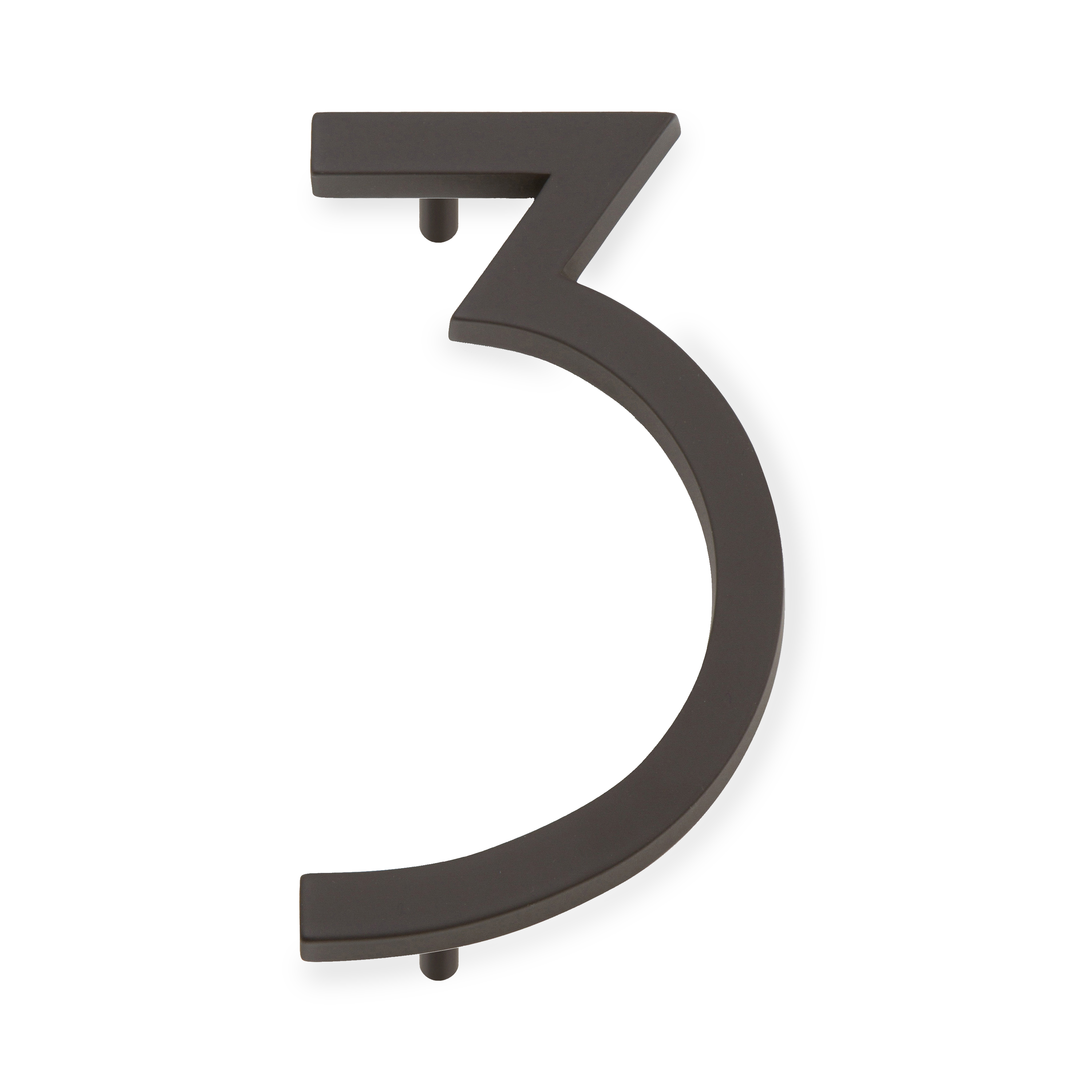 A seamless oil rubbed bronze house number written in a narrow and modern font.