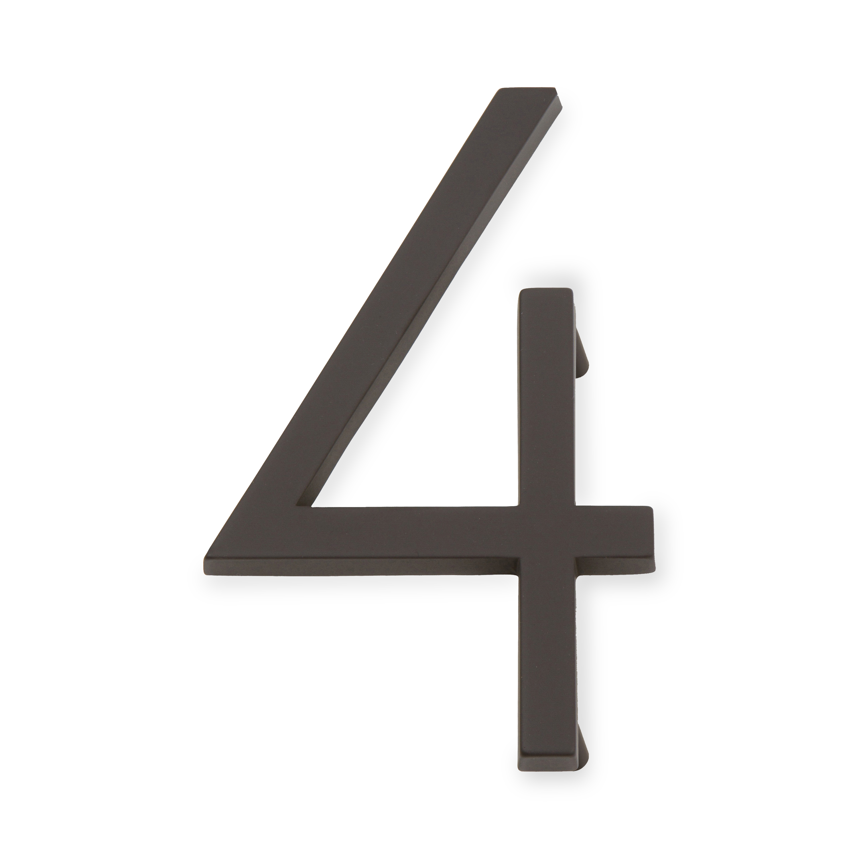 A seamless oil rubbed bronze house number written in a narrow and modern font.