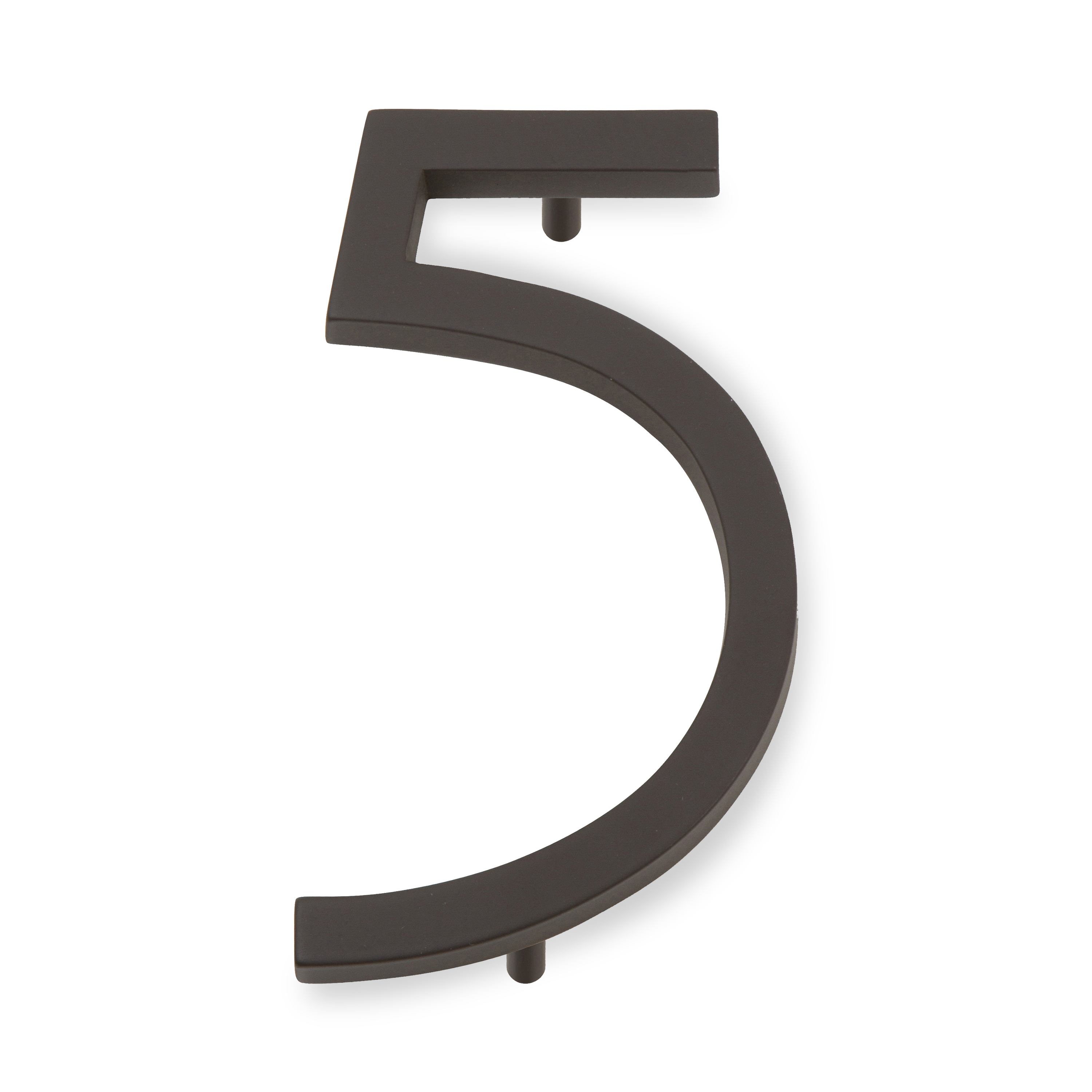 A seamless oil rubbed bronze house number written in a narrow and modern font.