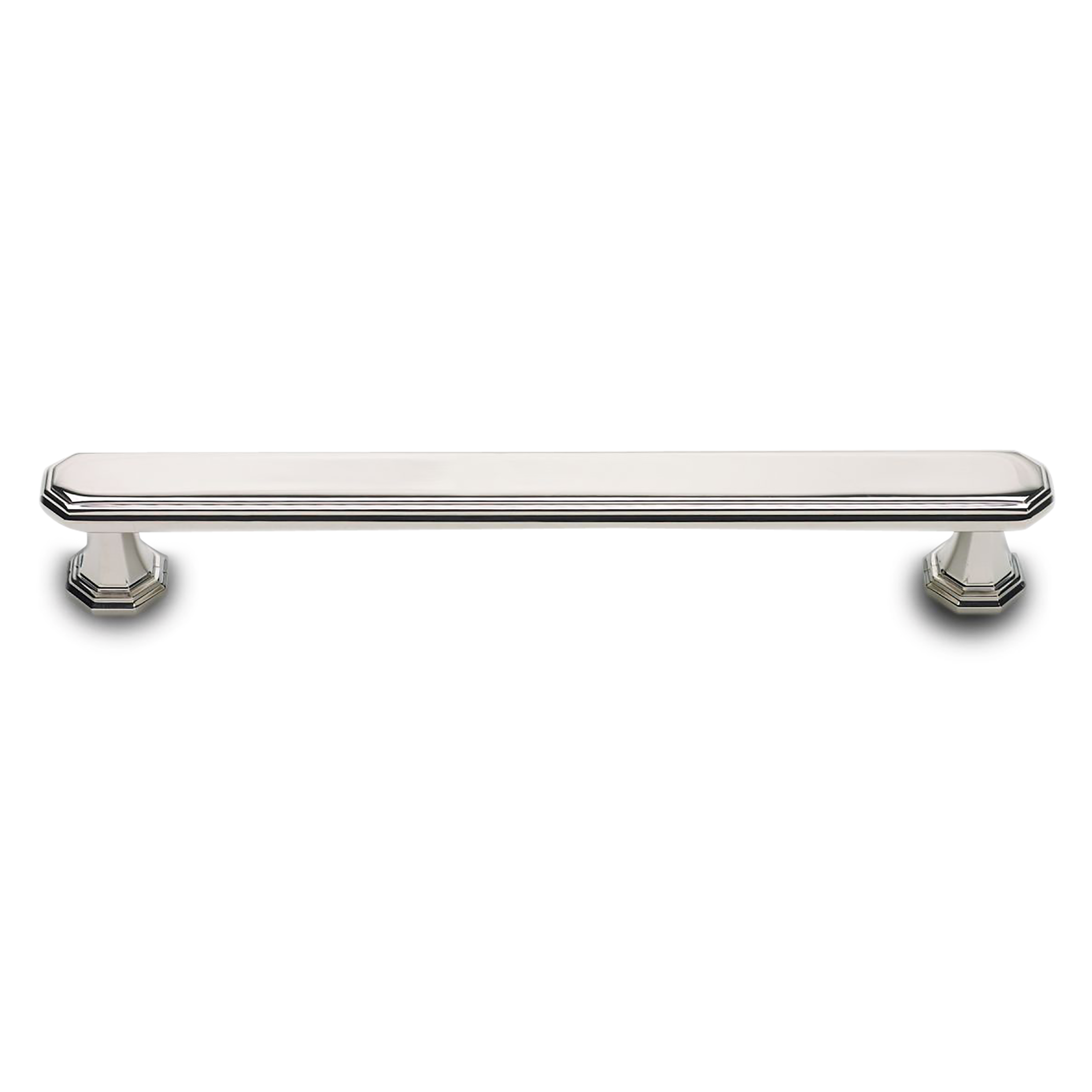 A sophisticated contemporary pull with ridged edges.