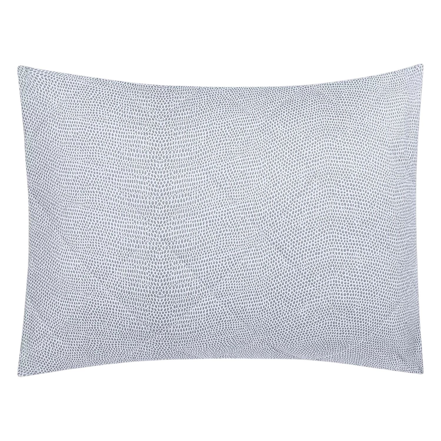 Jasper Quilted Boudoir Sham in hazy blue with a finely scaled all-over pattern and clean piped edges.