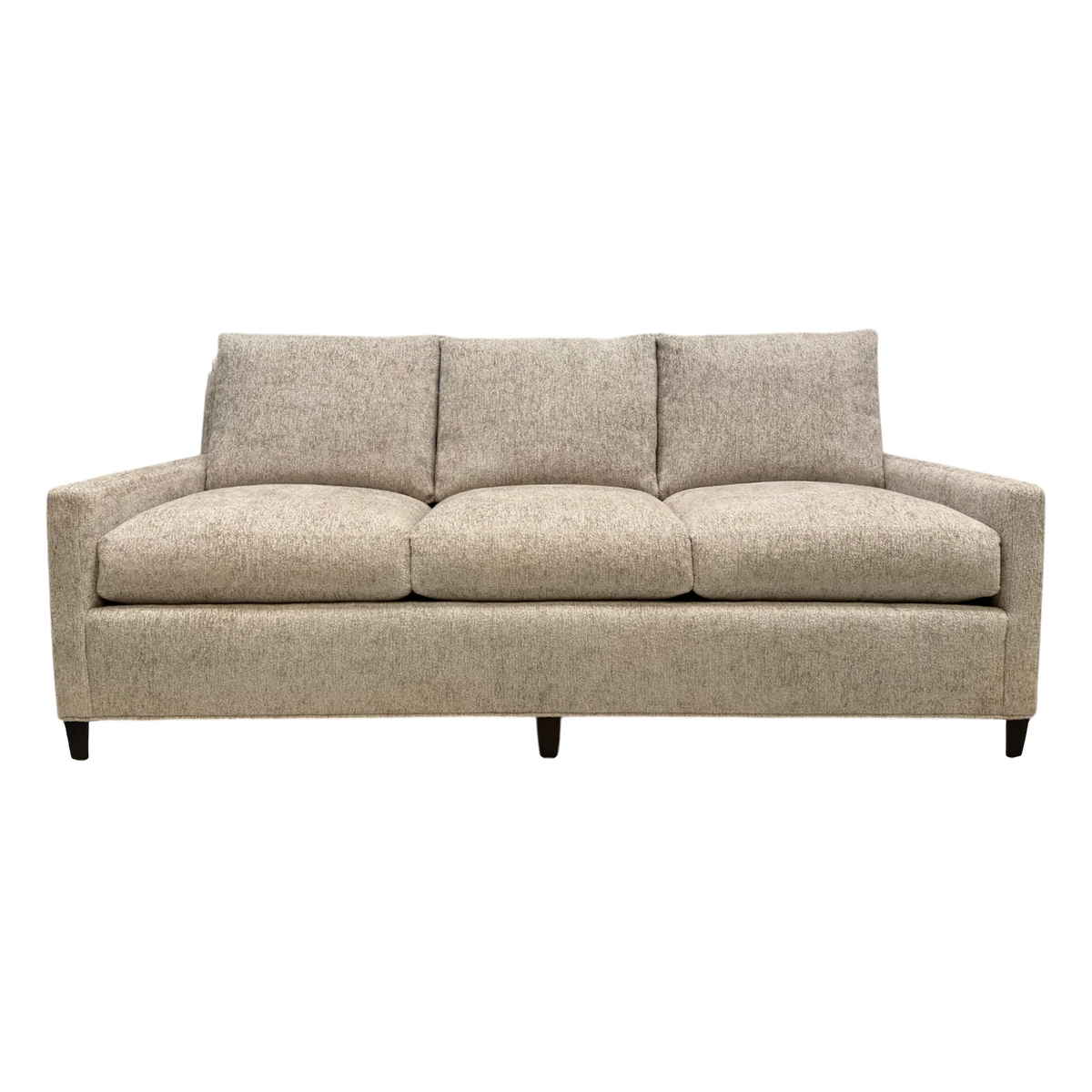 Weston Sofa shown from the front in Foundry Sand chenille, with plush seat and back cushions set between slim tailored arms.