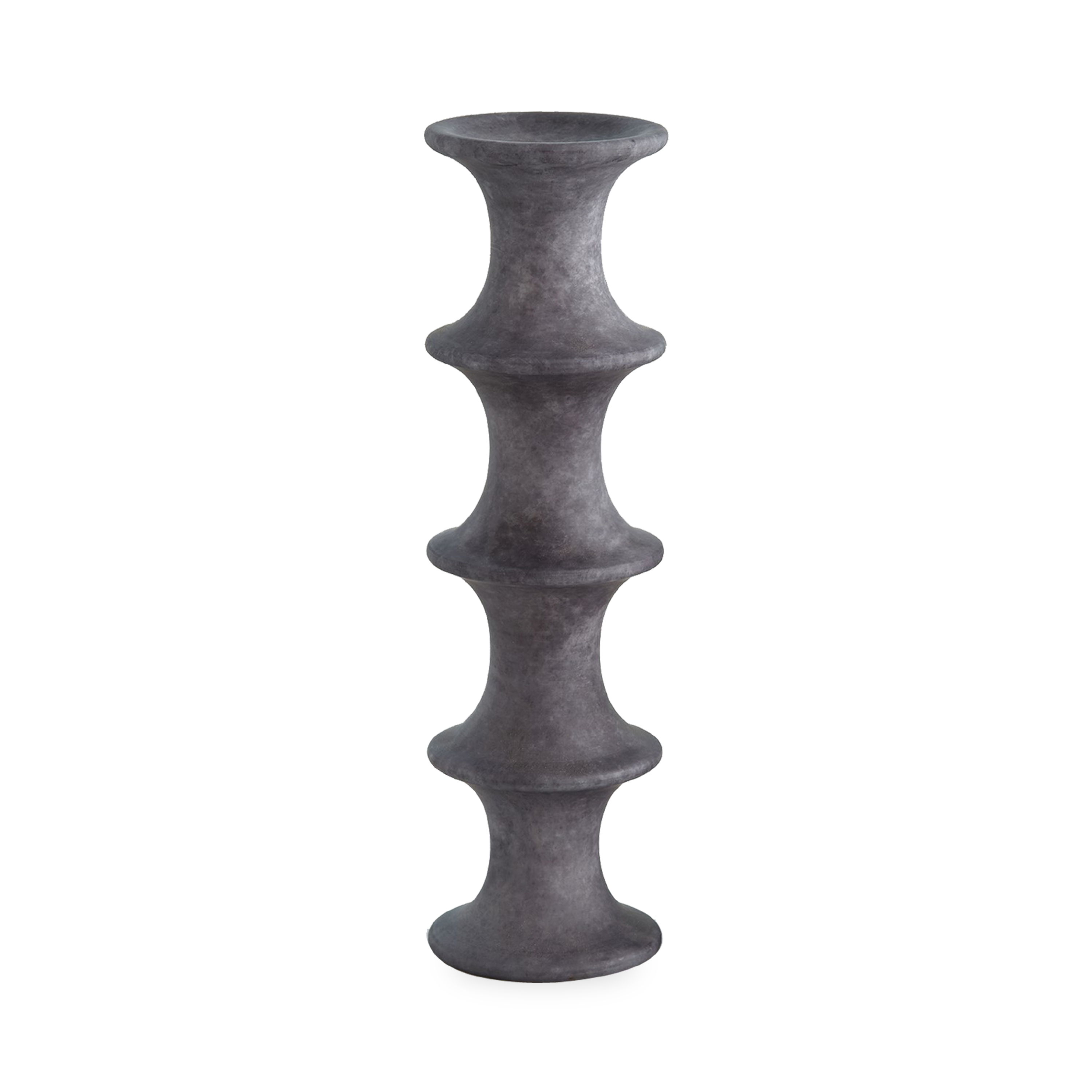 Horizontal fluting compliments the solid alabaster of the Ridge Candleholder.