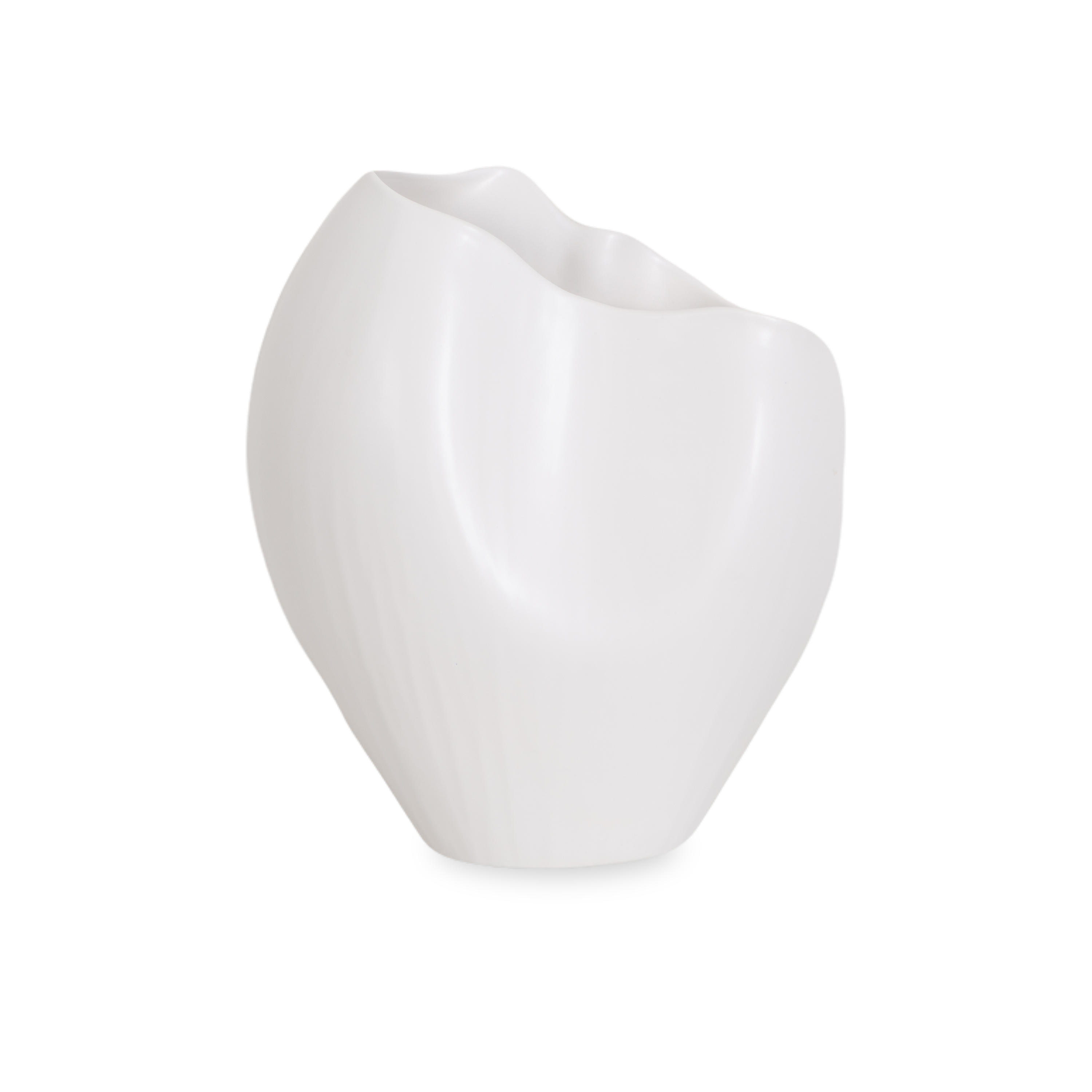 Characterized by its asymmetrical opening and its eloquent silhouette, this Horn Vase can provide a contemporary flair with its amicable design, subtle textures and its handcrafted