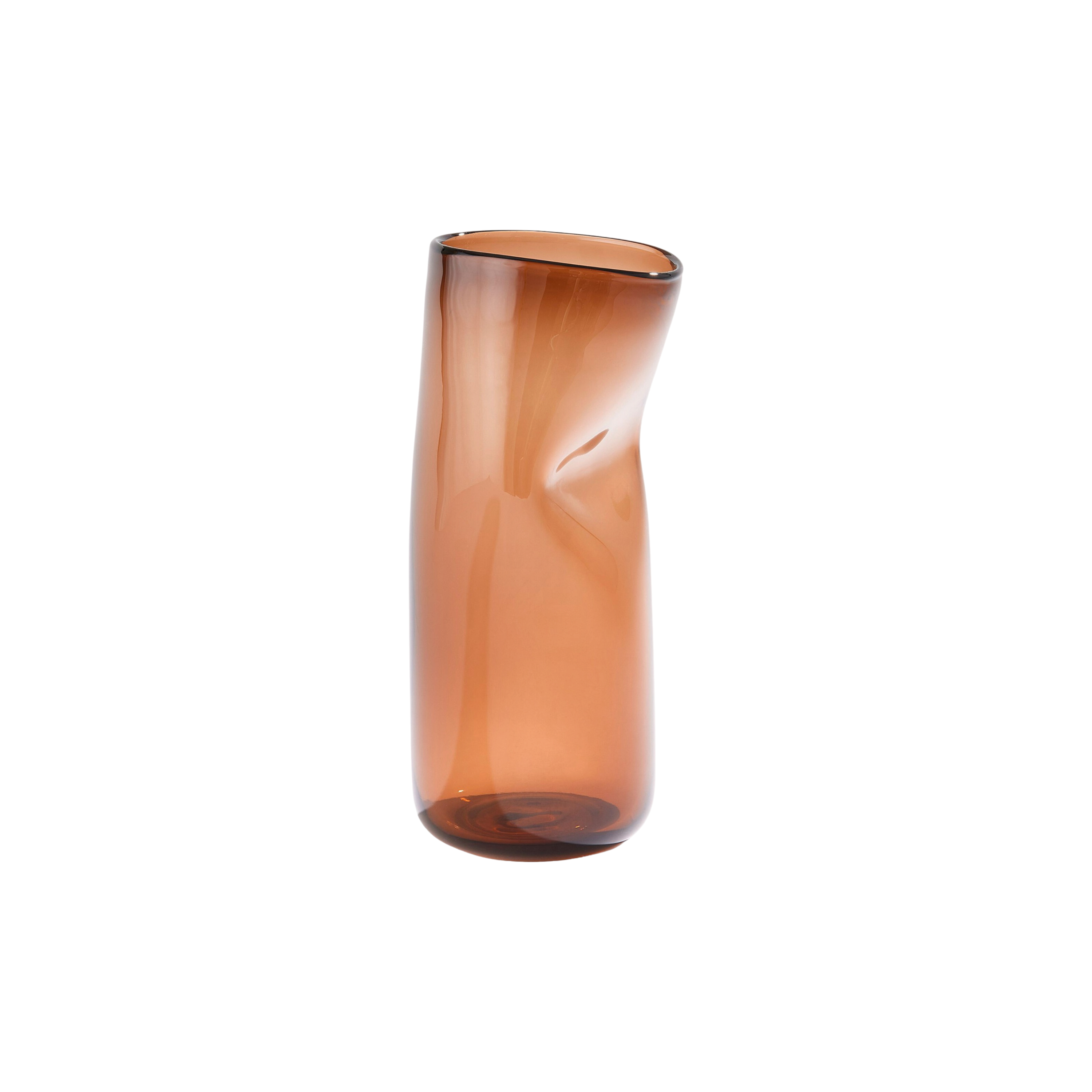 Contour Vase 15 inch in translucent tobacco glass with a tall curved silhouette and warm amber finish