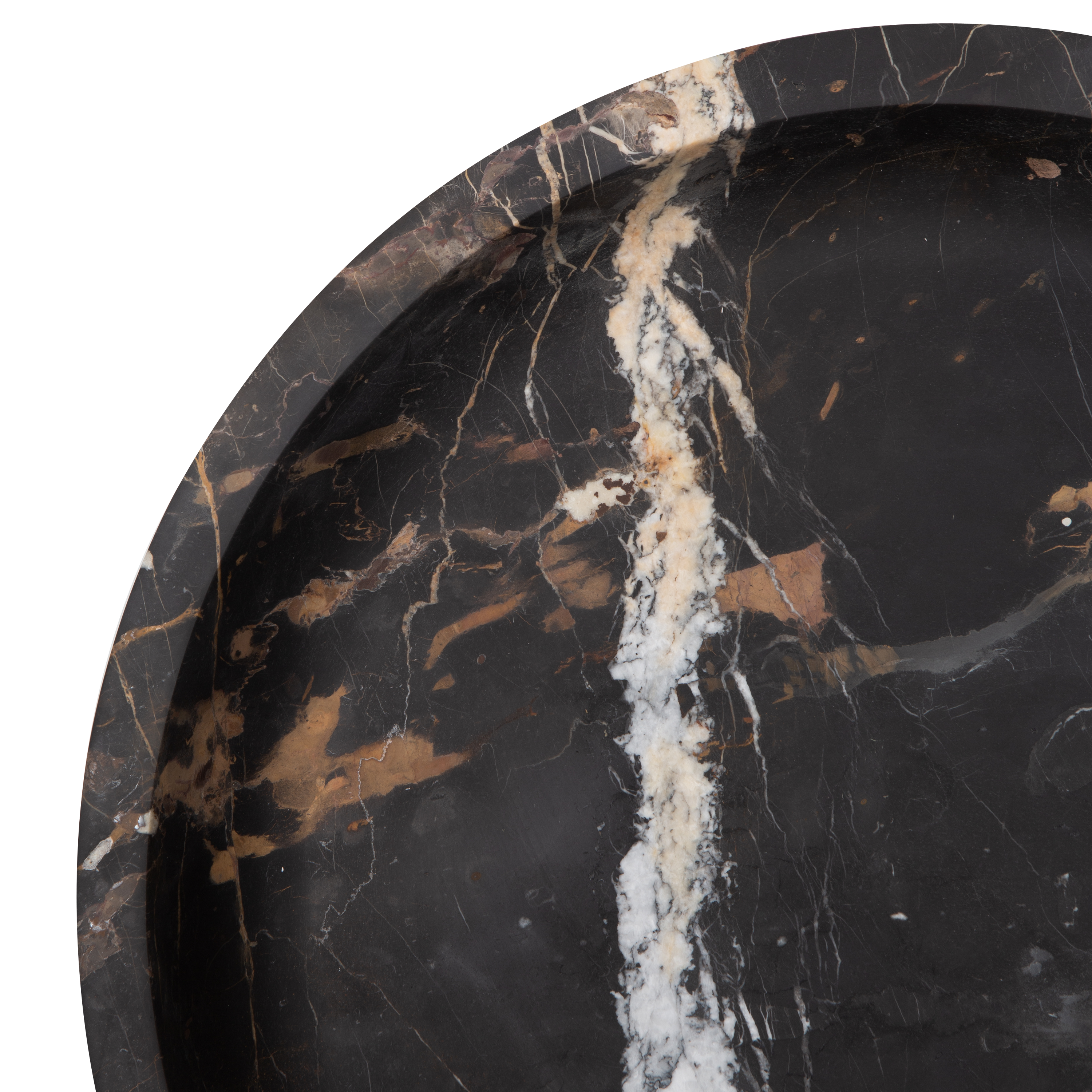 Providing luxurious and confidently stable elements, this captivating bowl is made with black marble with a touch of white and gold veining.