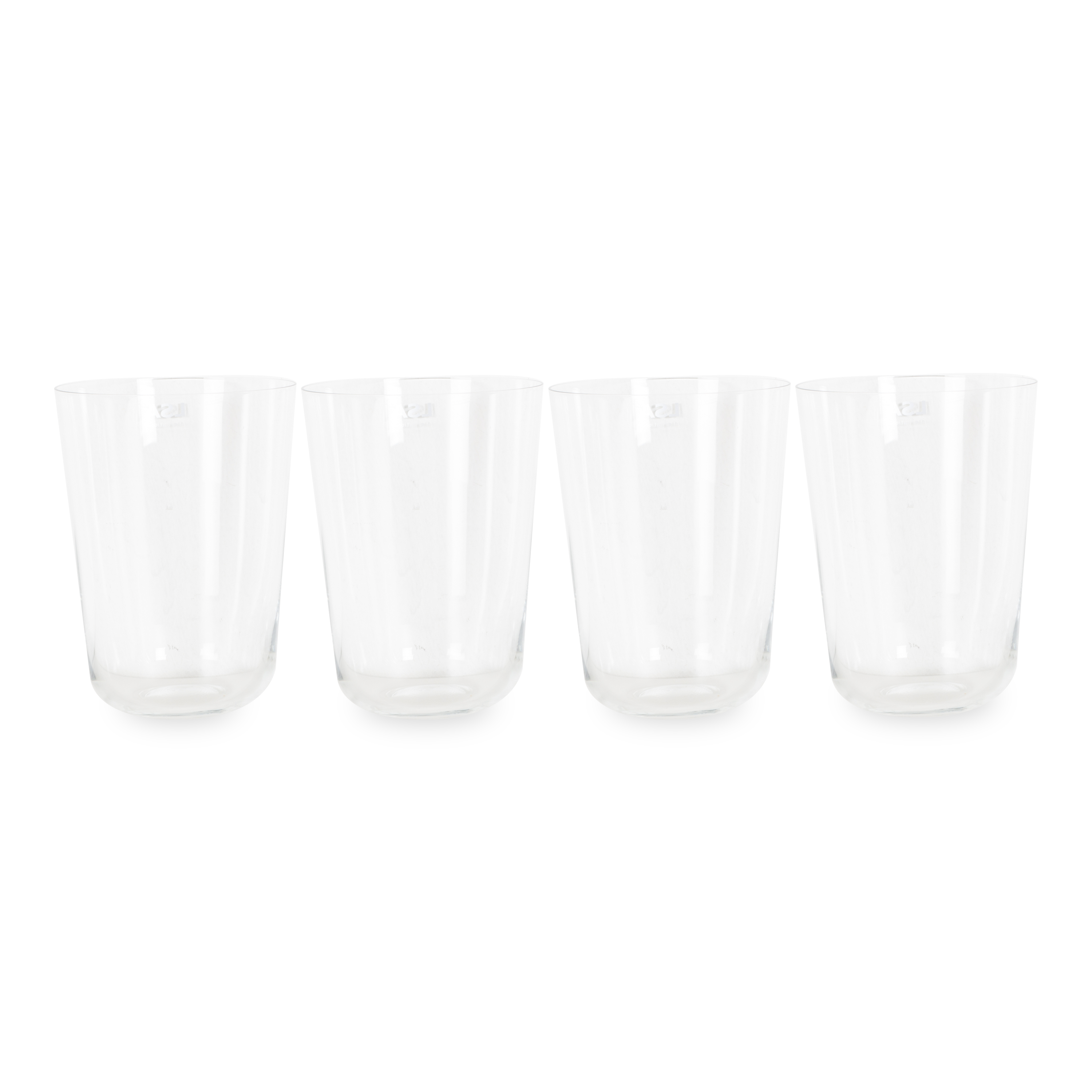 Elevating your glassware collection, the Arc Tumbler Glasses come in a set of four and features rounded bases and softly tapered profiles.