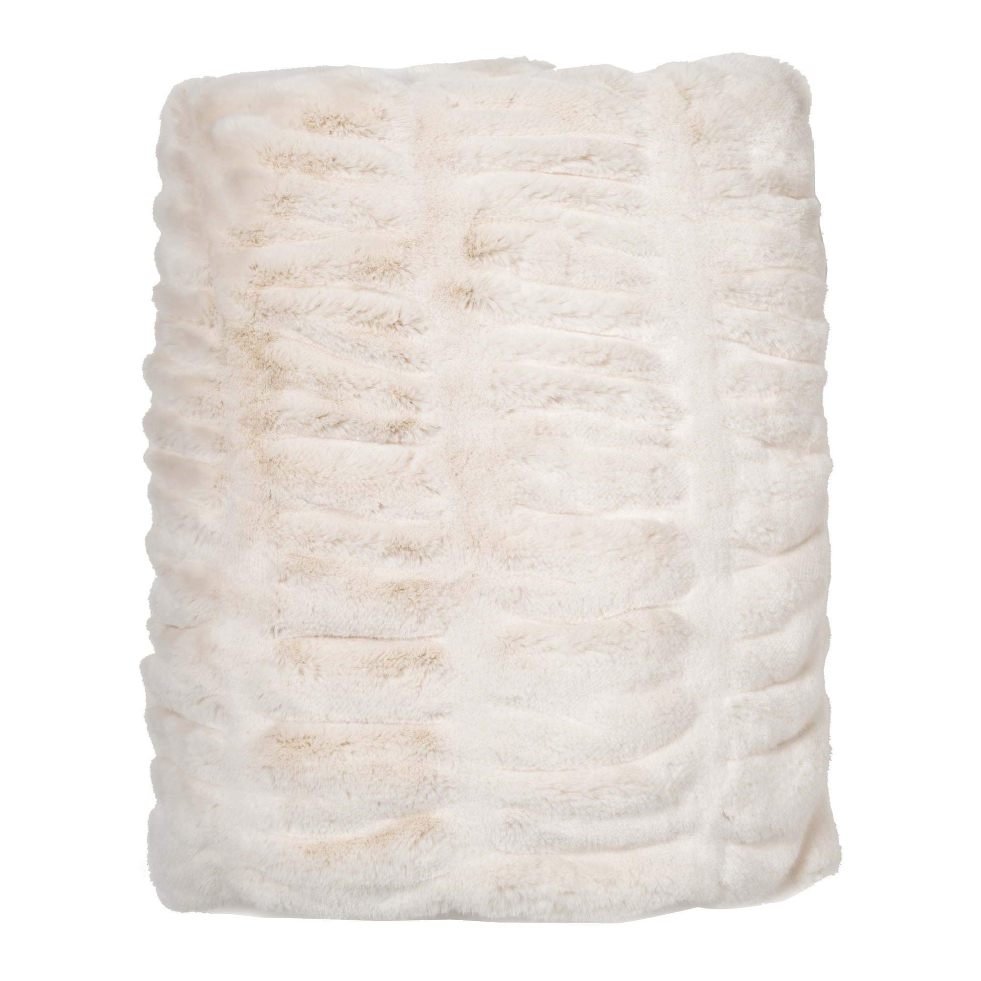 Indulging in its softness, the Deluxe Faux Fur Throw in Ivory/Mink is velvet lined.