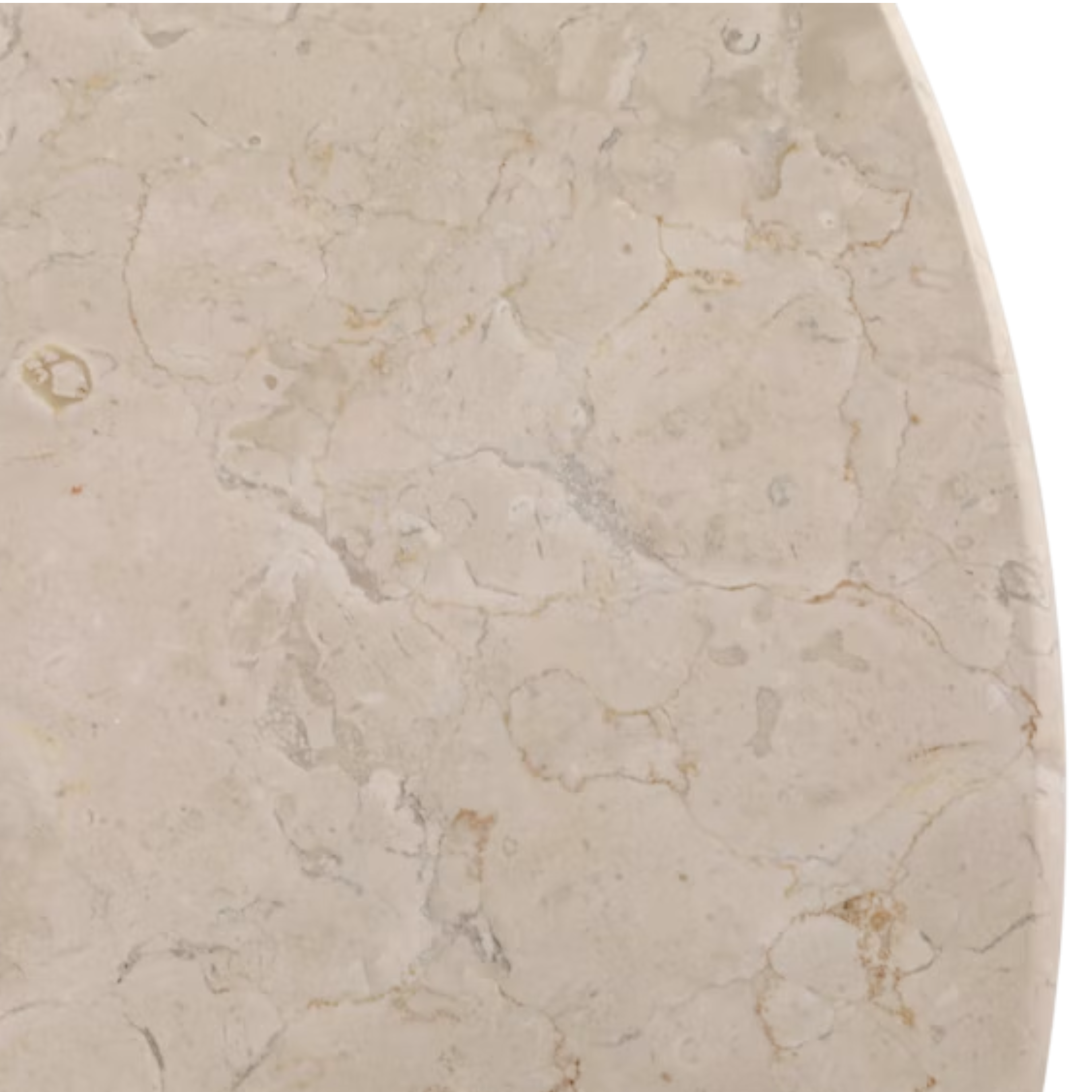 Close-up of the Aldridge Coffee Table stone surface, highlighting its creamy tone, subtle veining and natural tonal variation.
