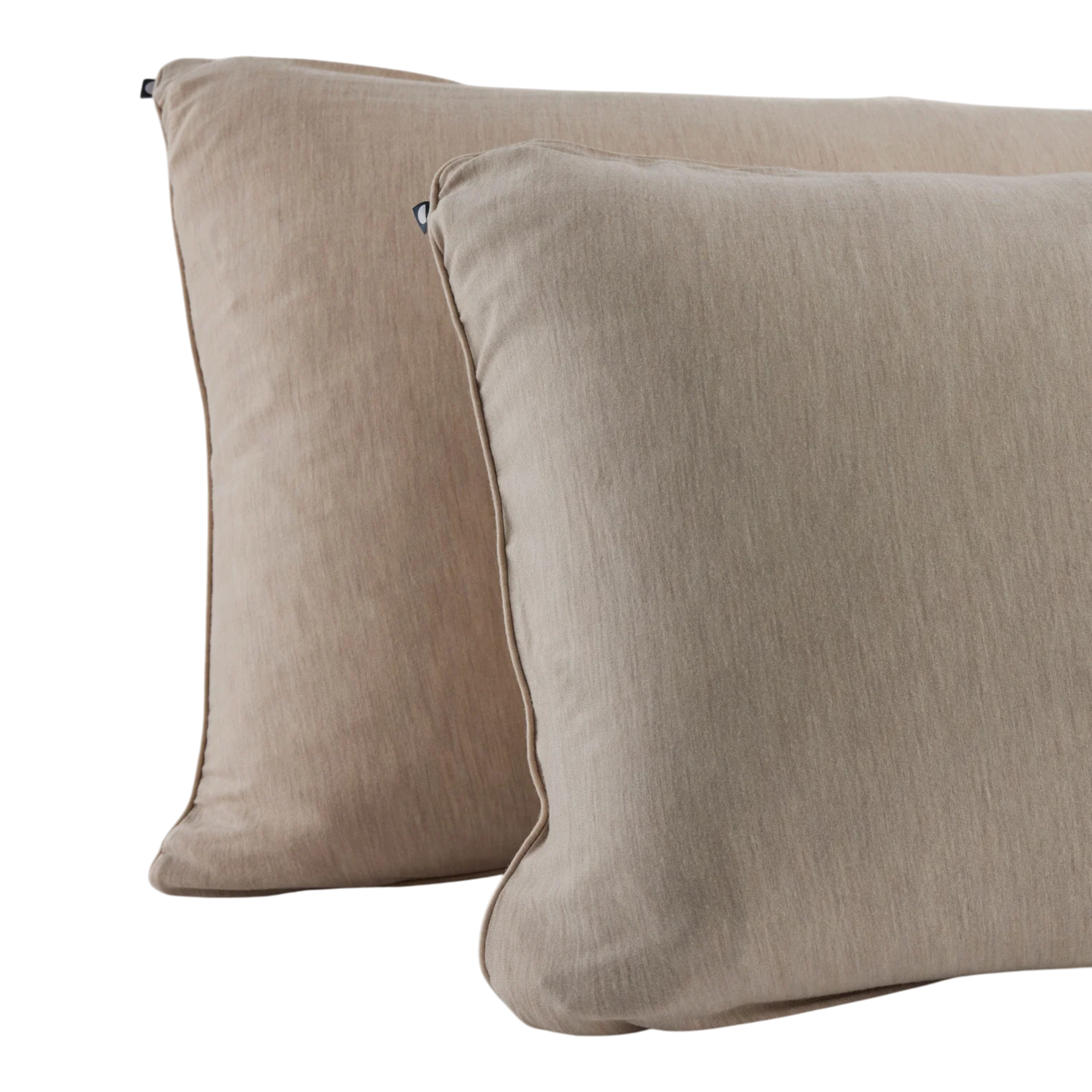 Merino Pillowcase Set of 2 in sand, featuring a warm neutral tone, softly textured fabric and finely piped edges.