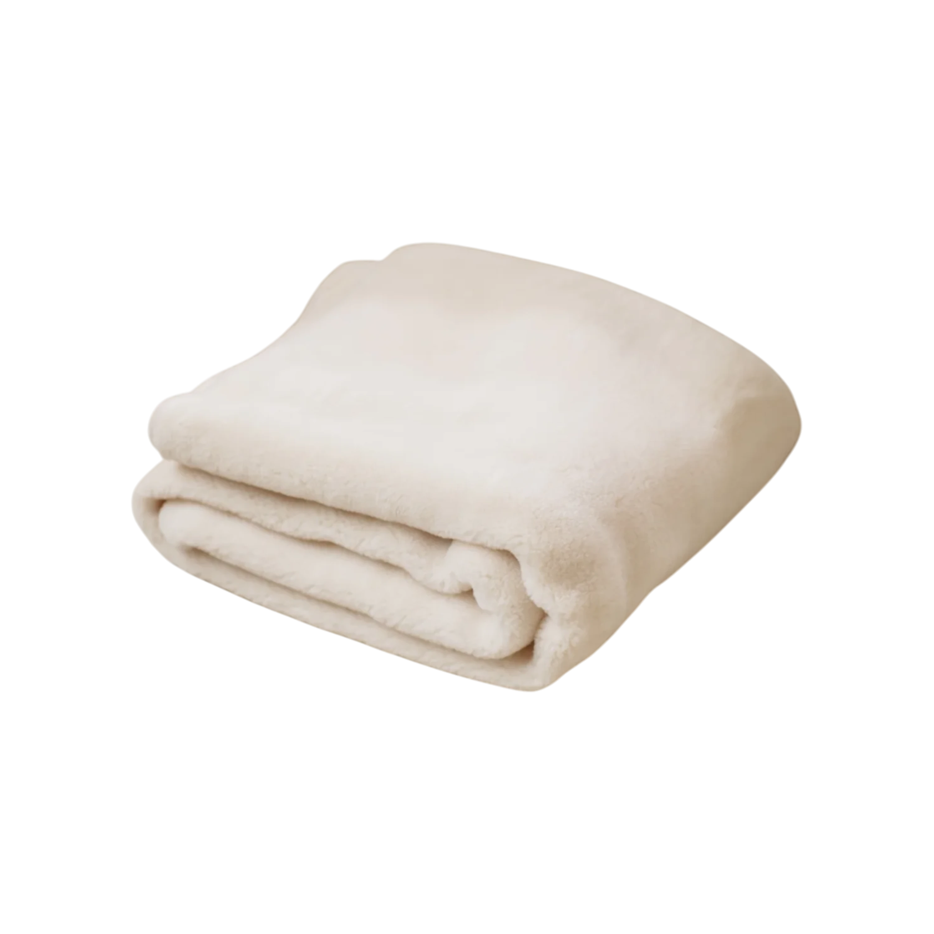 Merino Fleece Throw in Ivory Tusk, folded to show its soft plush texture and warm ivory tone.