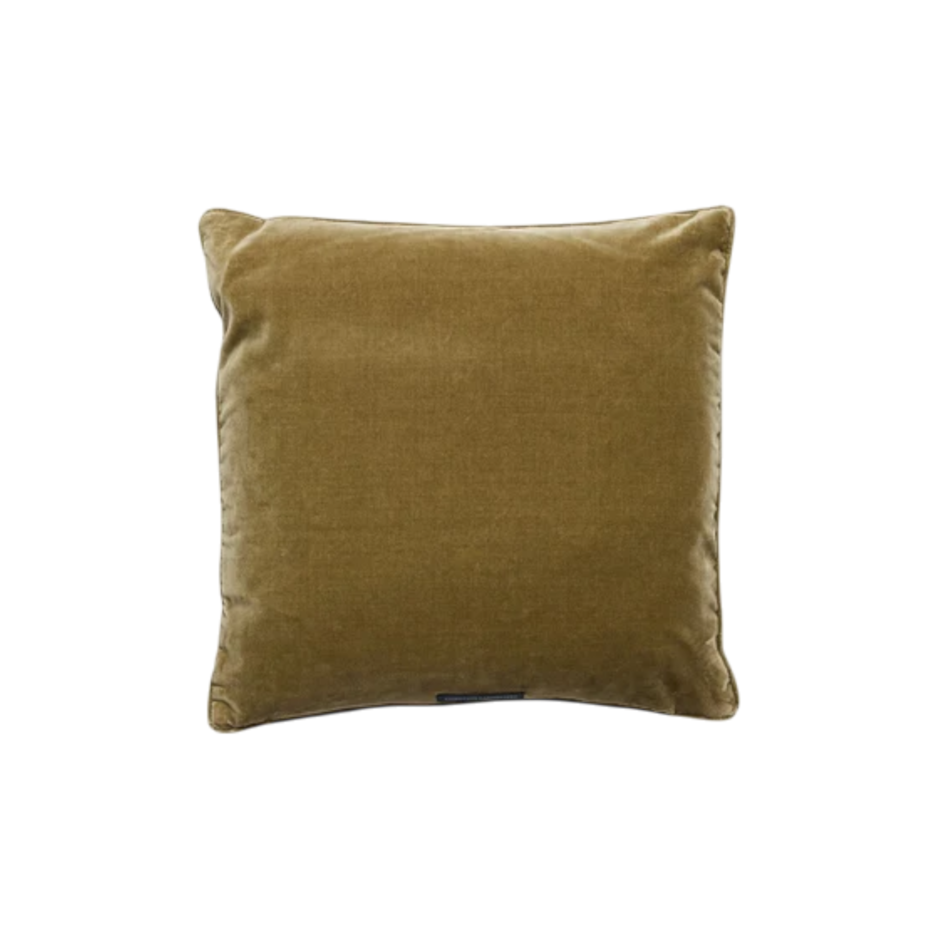 Back view of the Kiki Pillow 20x20 in taupe and petrol, showing a solid taupe fabric with a soft, subtly lustrous finish.