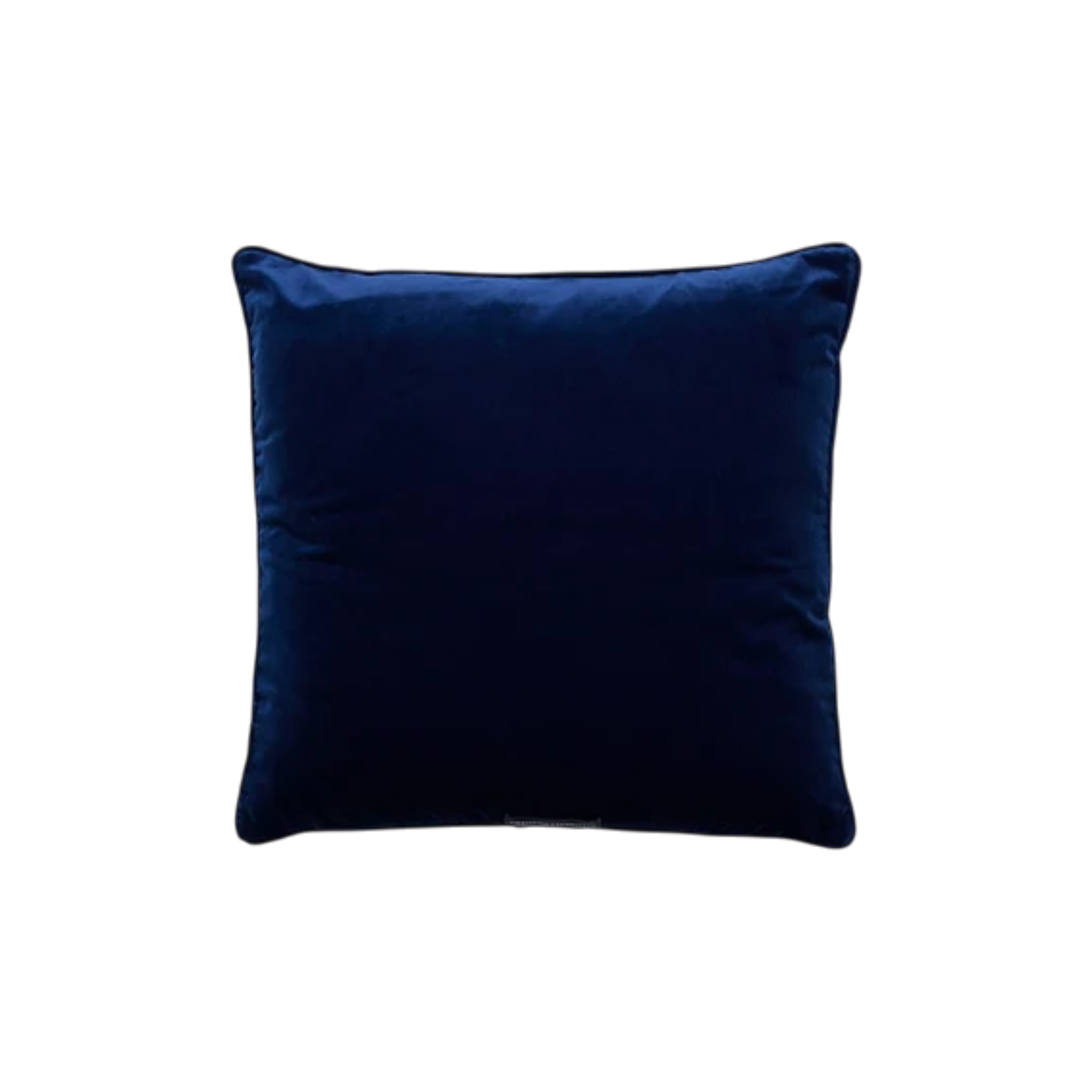 Back view of the Kiki Pillow 20x20 in blue, showing a solid deep navy fabric with a soft, subtly lustrous finish.