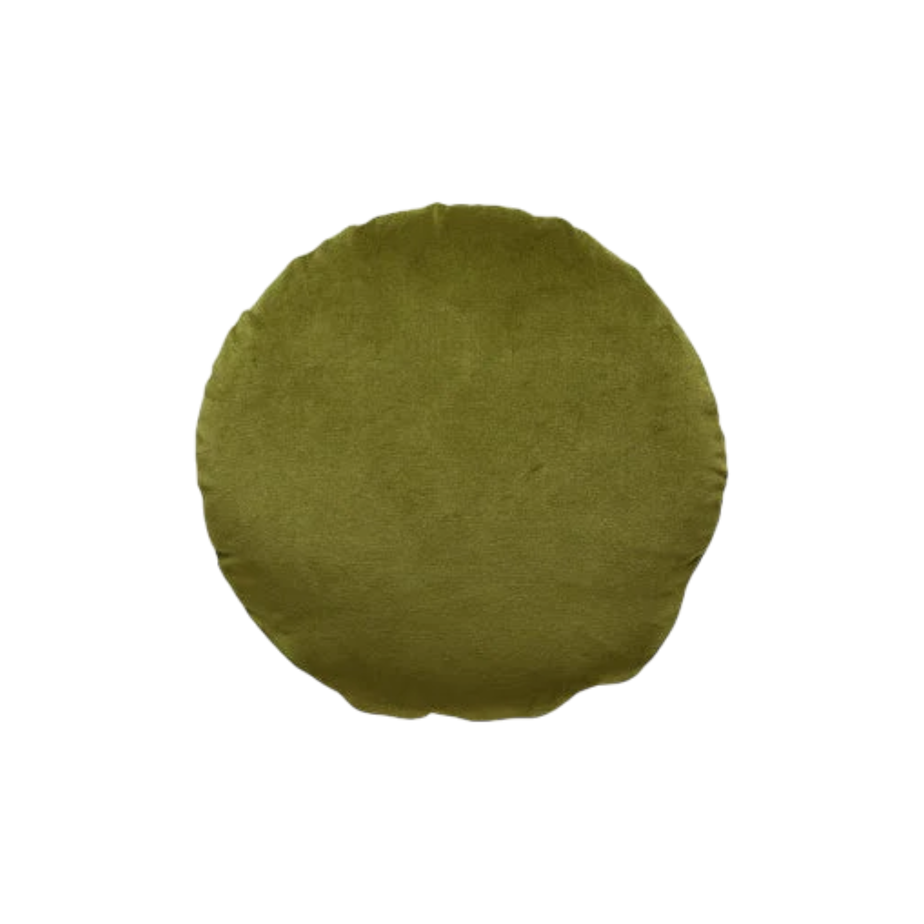 Round Velvet Pillow 16" in willow green, featuring a soft circular silhouette and a smooth velvet-like surface with a subtle sheen.