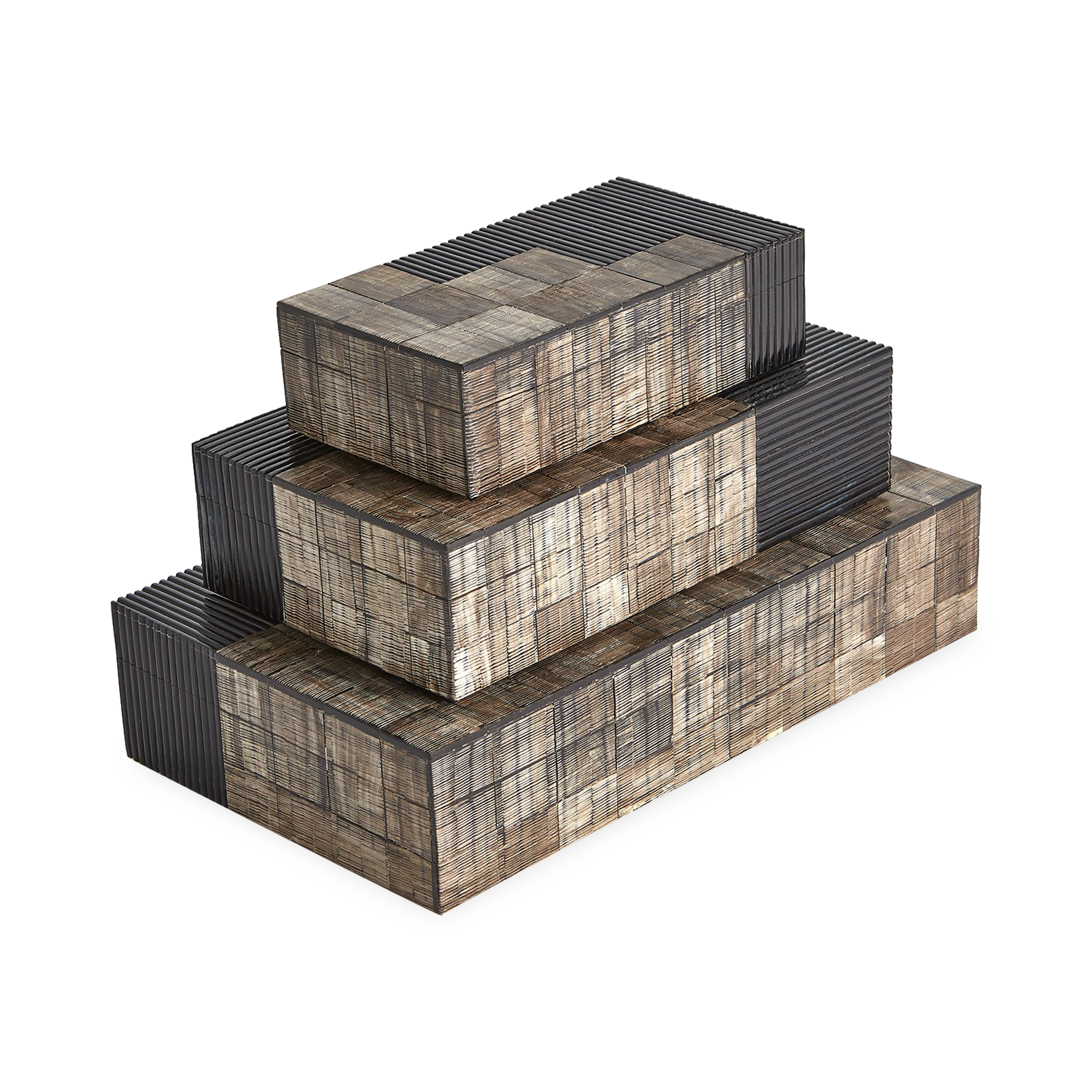 The Ribbed Horn Box is handmade of ribbed horn and resin with a burnt stained finish.