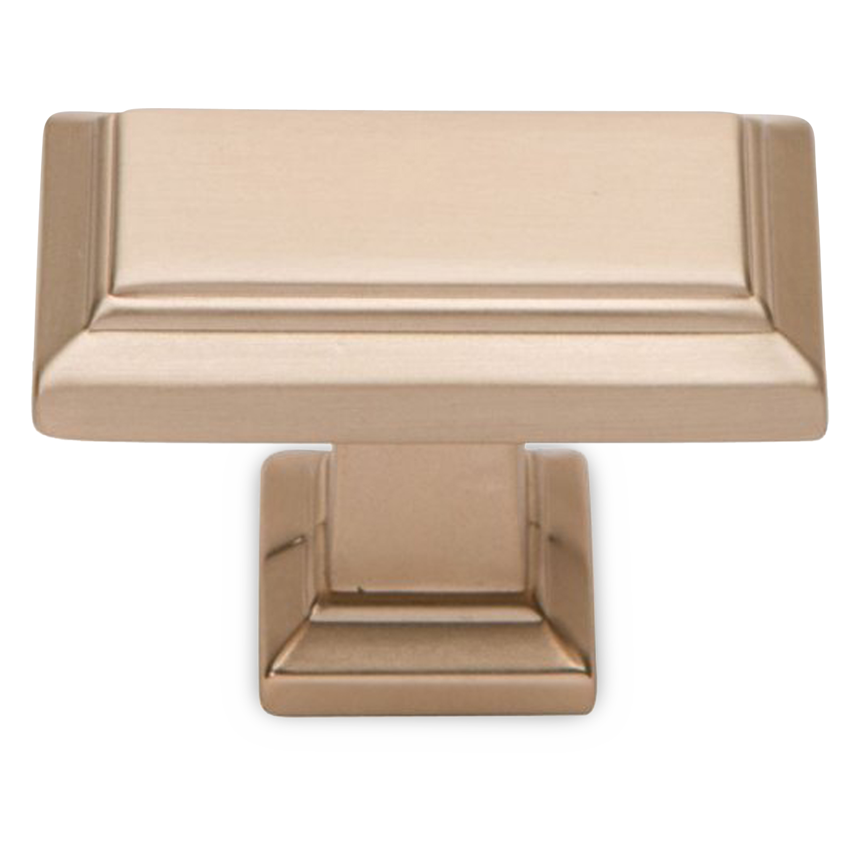 A traditional rectangular knob with ridge detailing.