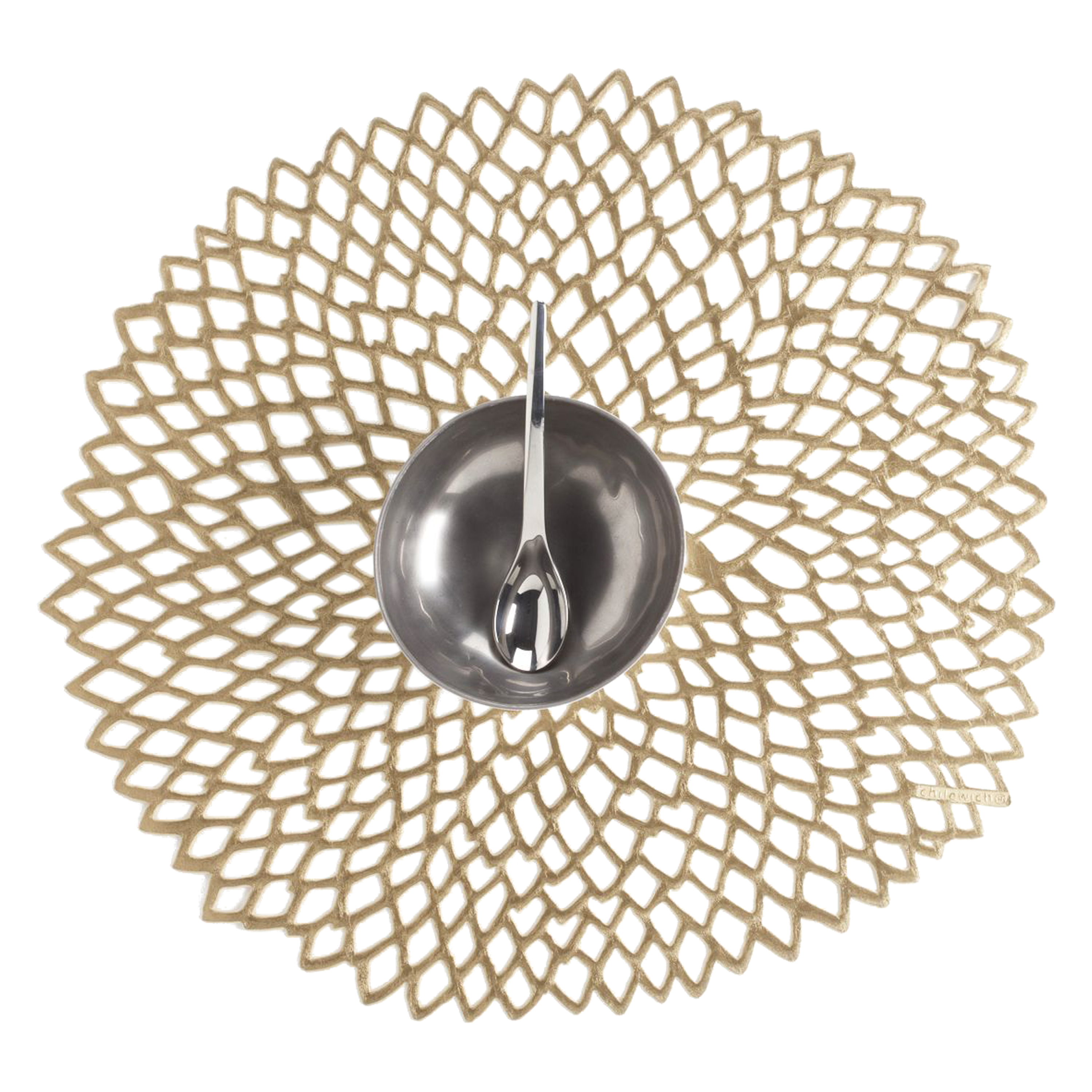 Taking their innovative "Molded" technique a step further, the Chilewich Dahlia placemat is an intricate cutwork design.
