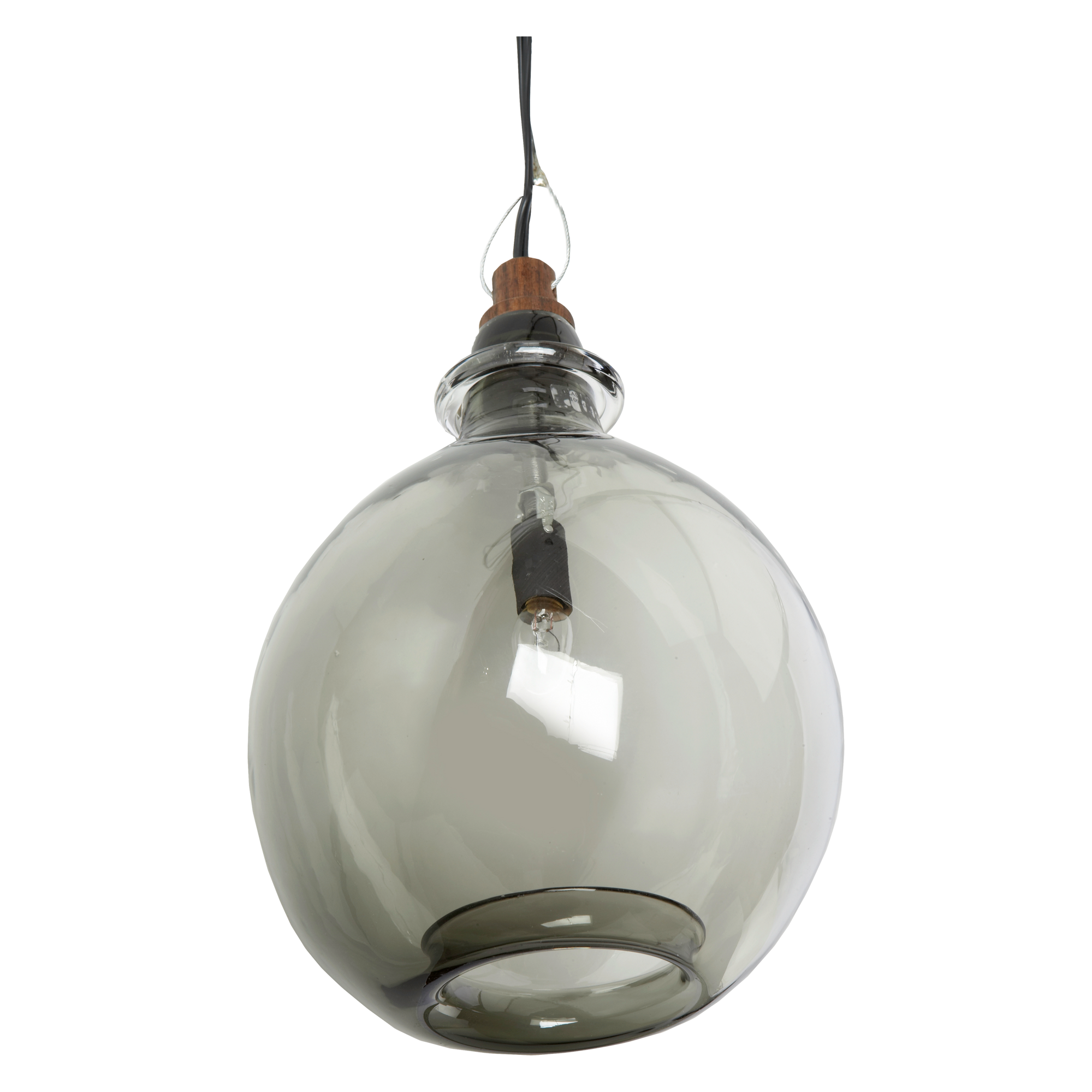 A minimalist pendant made of hand-blown smoked glass.