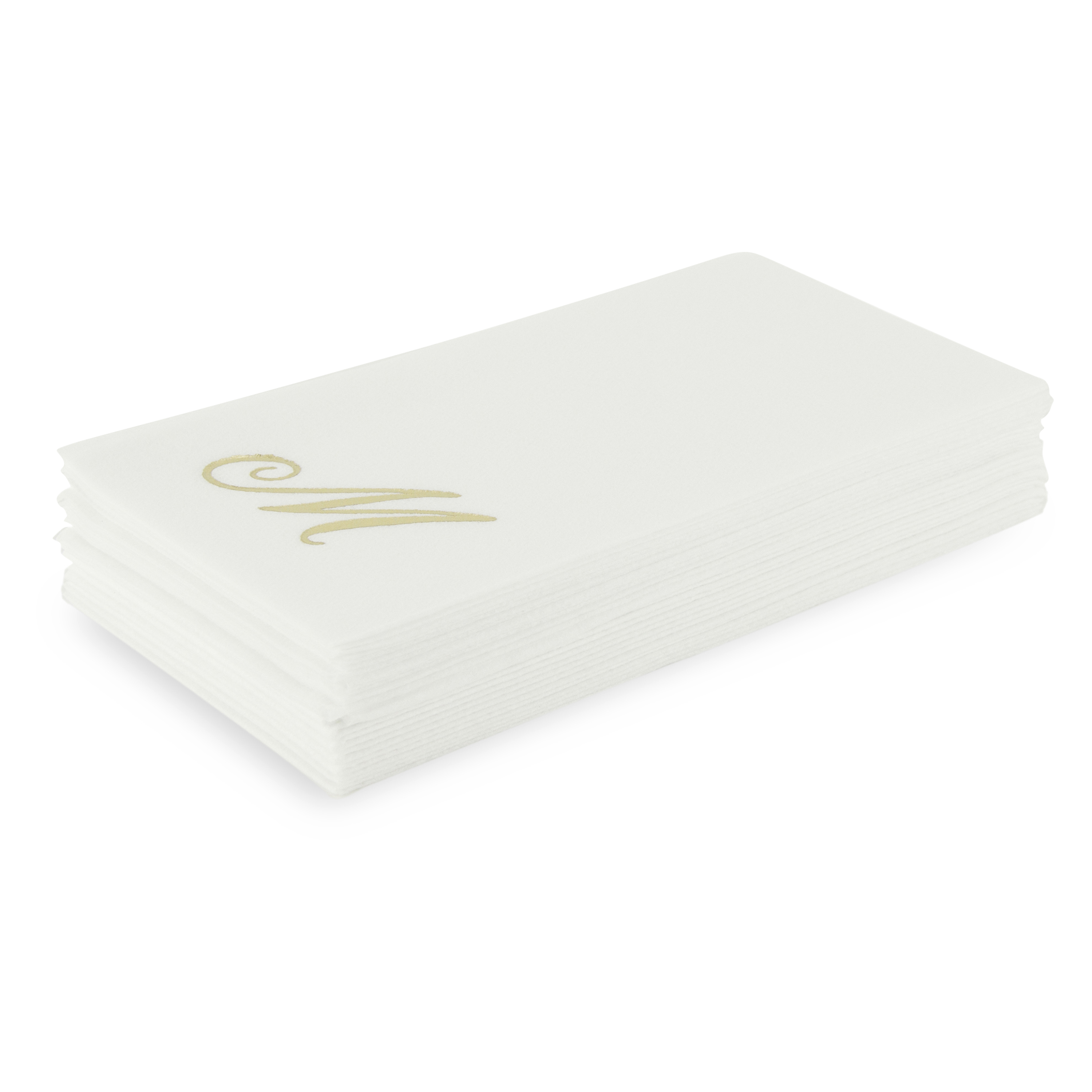 Customized guest towels that are made of paper but feel like fabric.