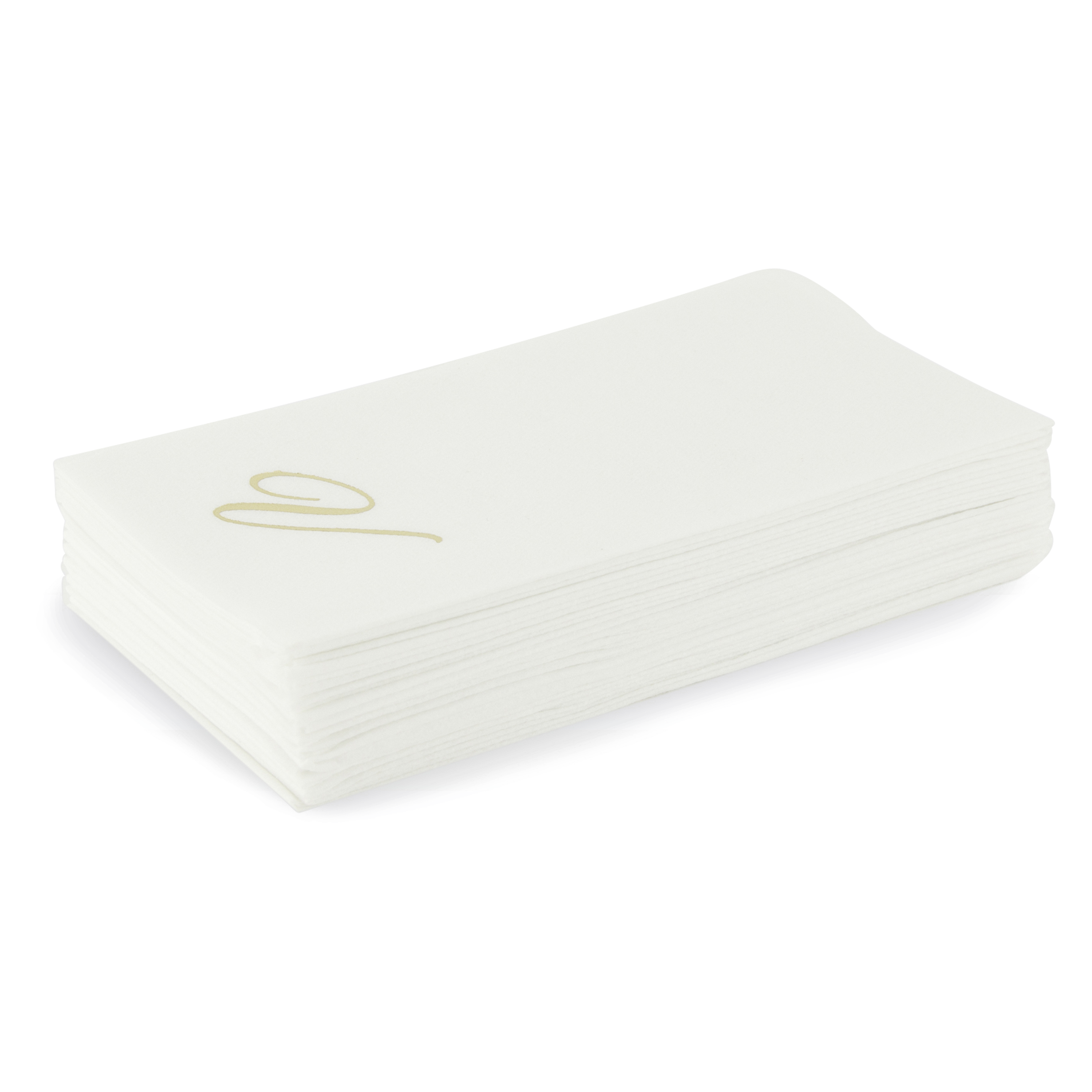 Customized guest towels that are made of paper but feel like fabric.