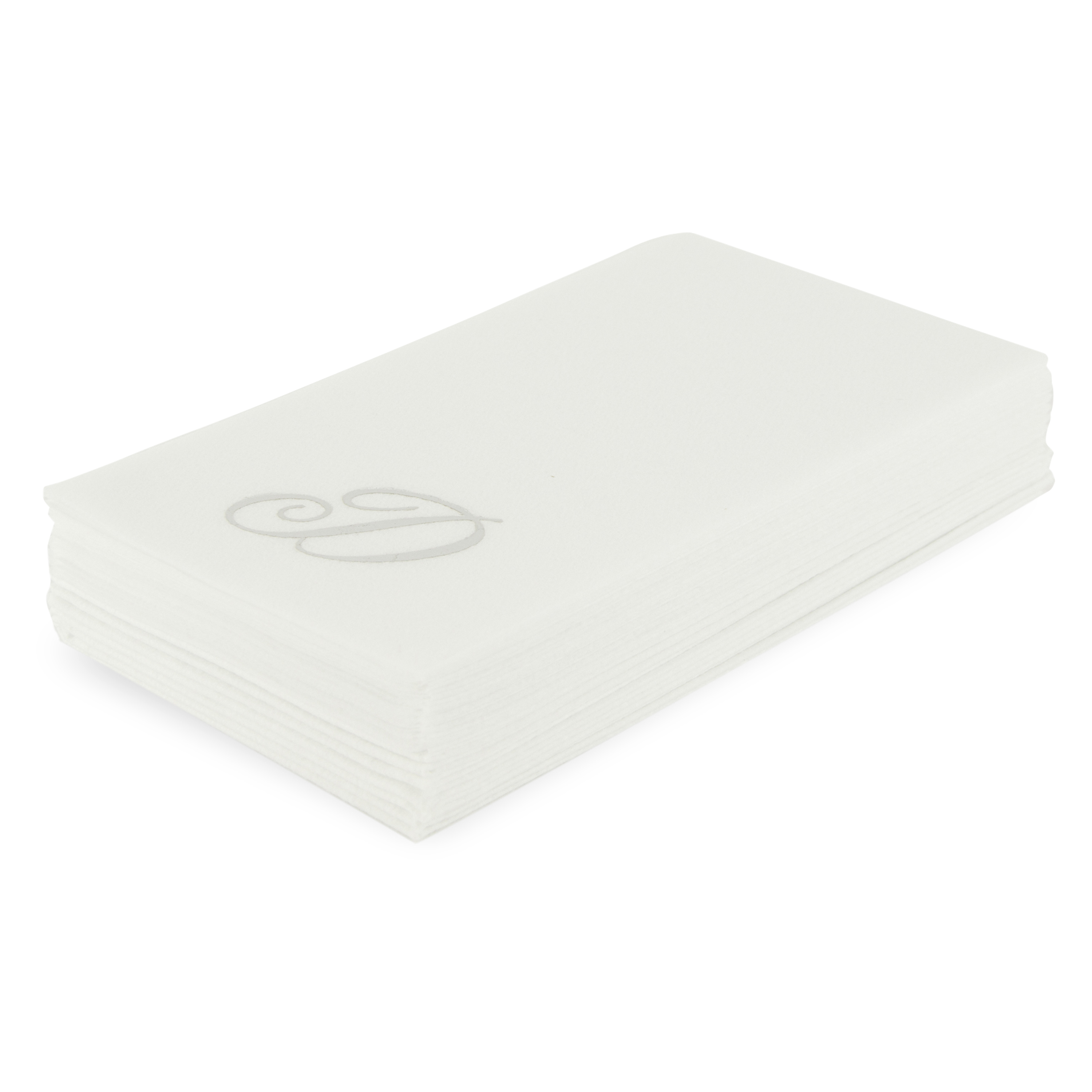 Customized guest towels that are made of paper that feels like fabric.