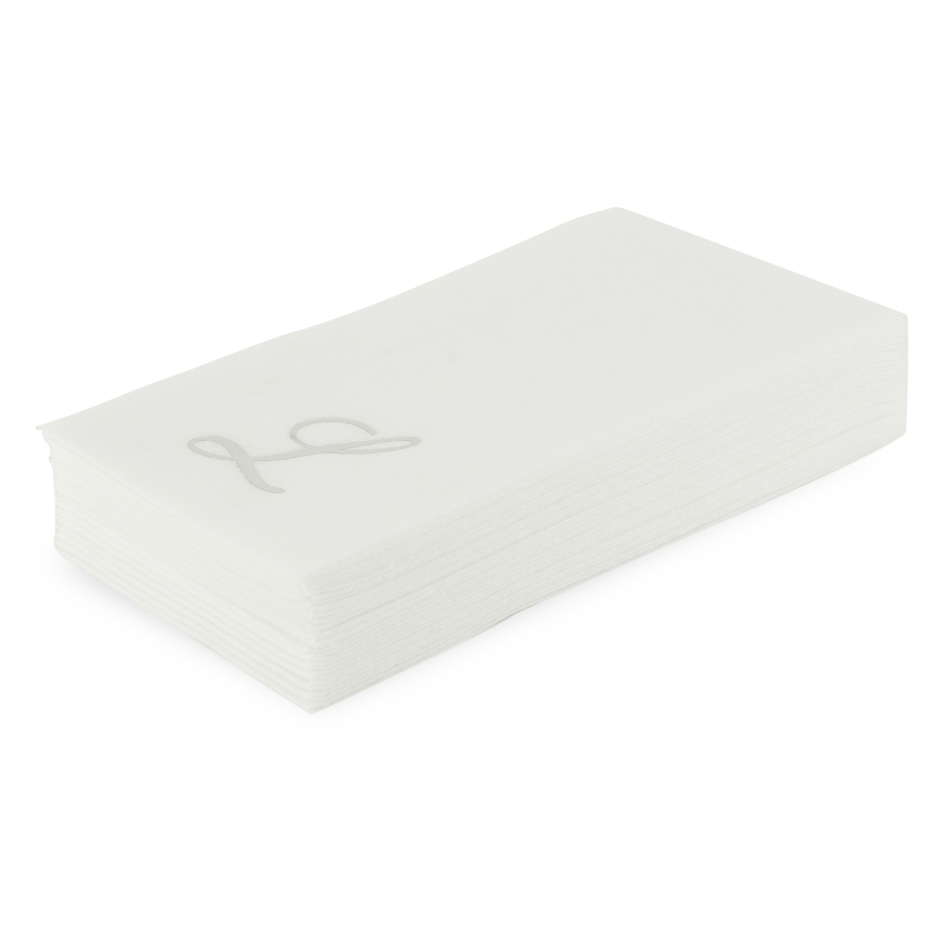 Customized guest towels that are made of paper that feels like fabric.