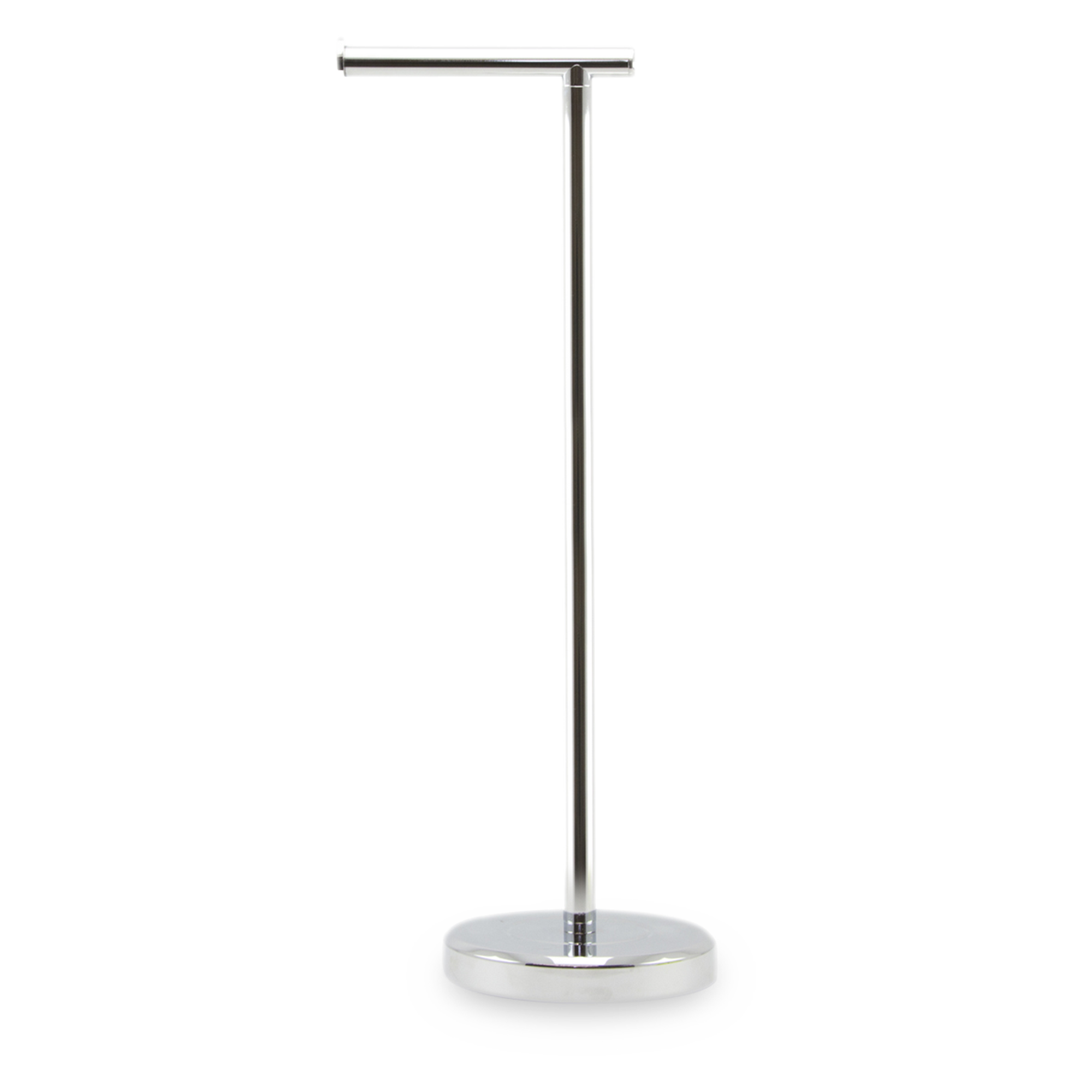 Chrome toilet paper stand.