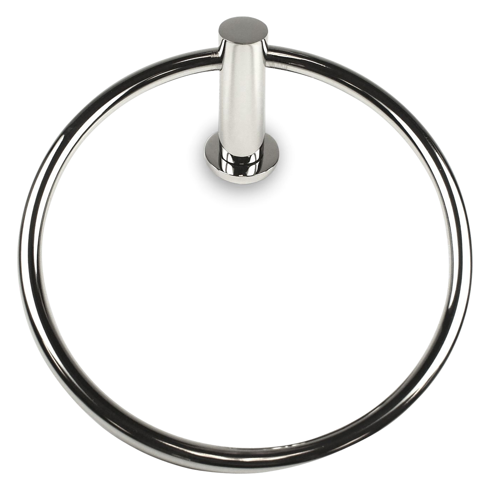 Contemporary cylindrical shaped towel ring.