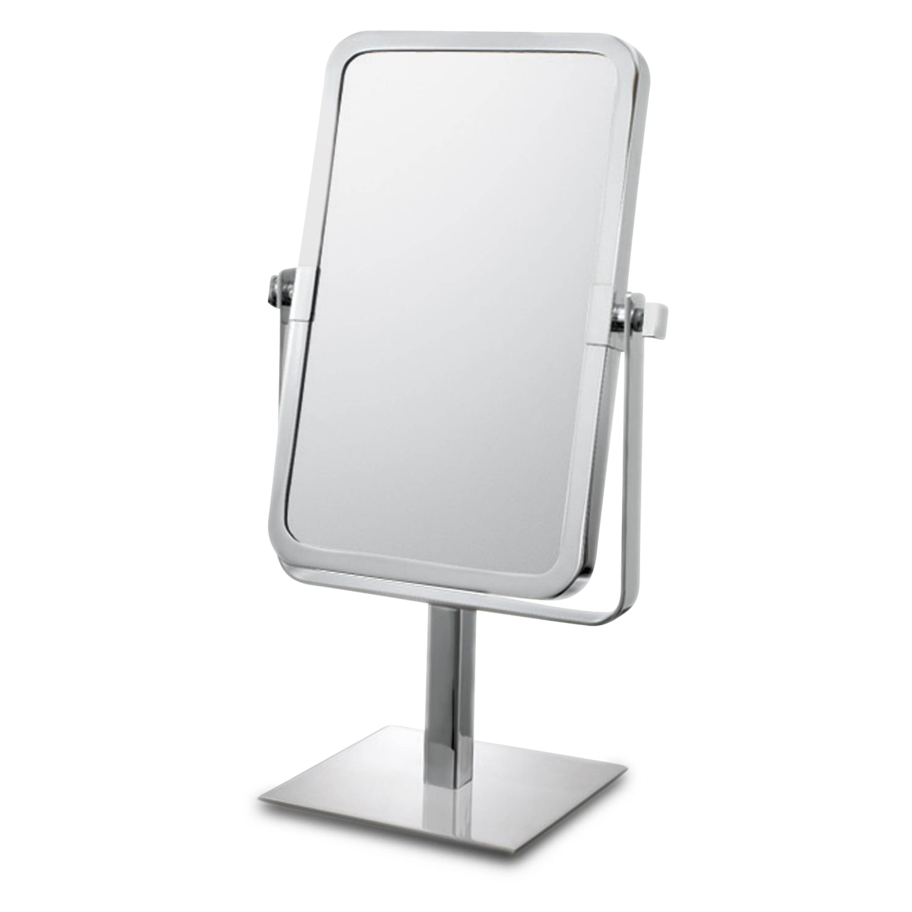 A sleek, modern, table mirror featuring a rectangular shape with slight concavity, giving it 3X magnification.