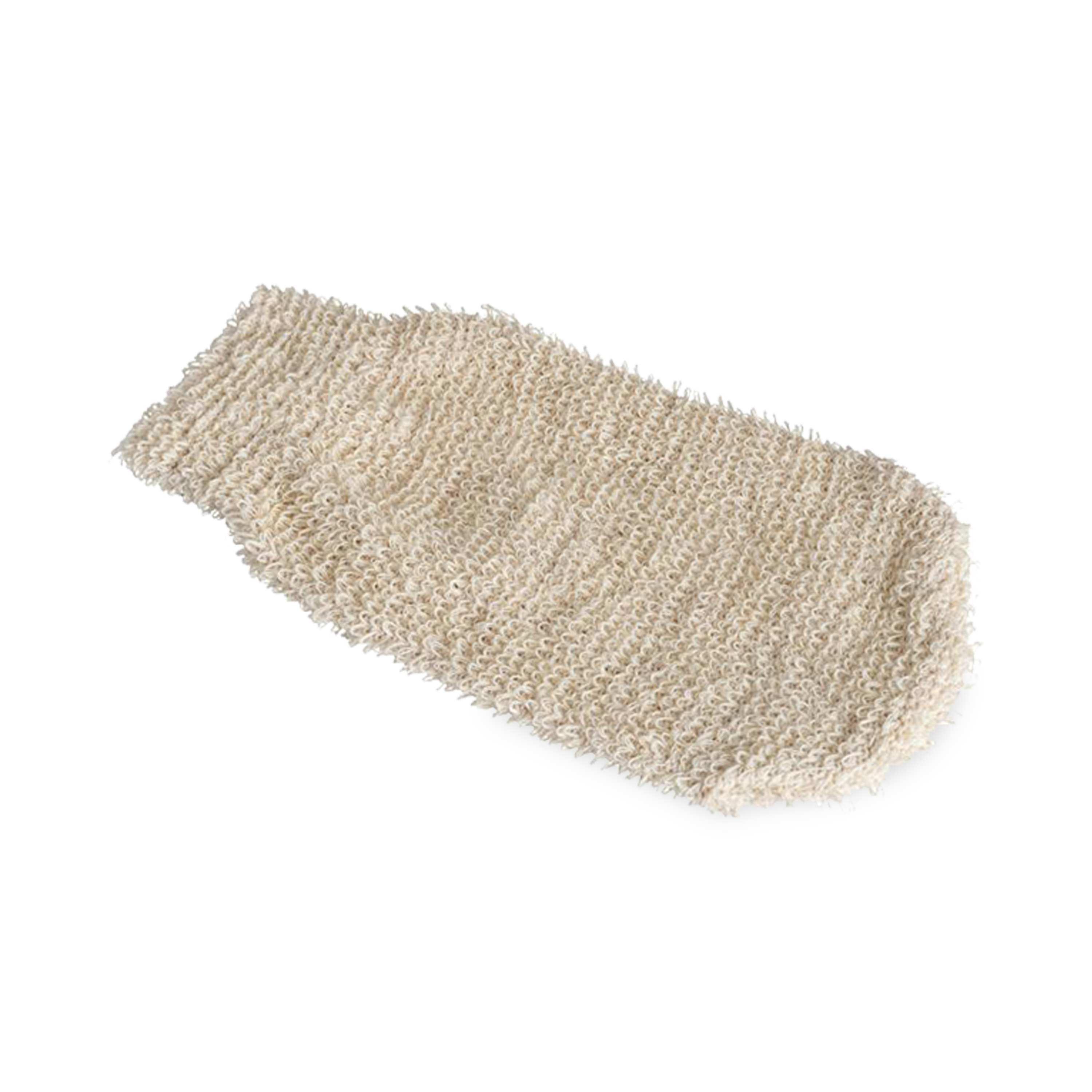 Bath mitt is made of ramie, cotton, polyester and rubber.