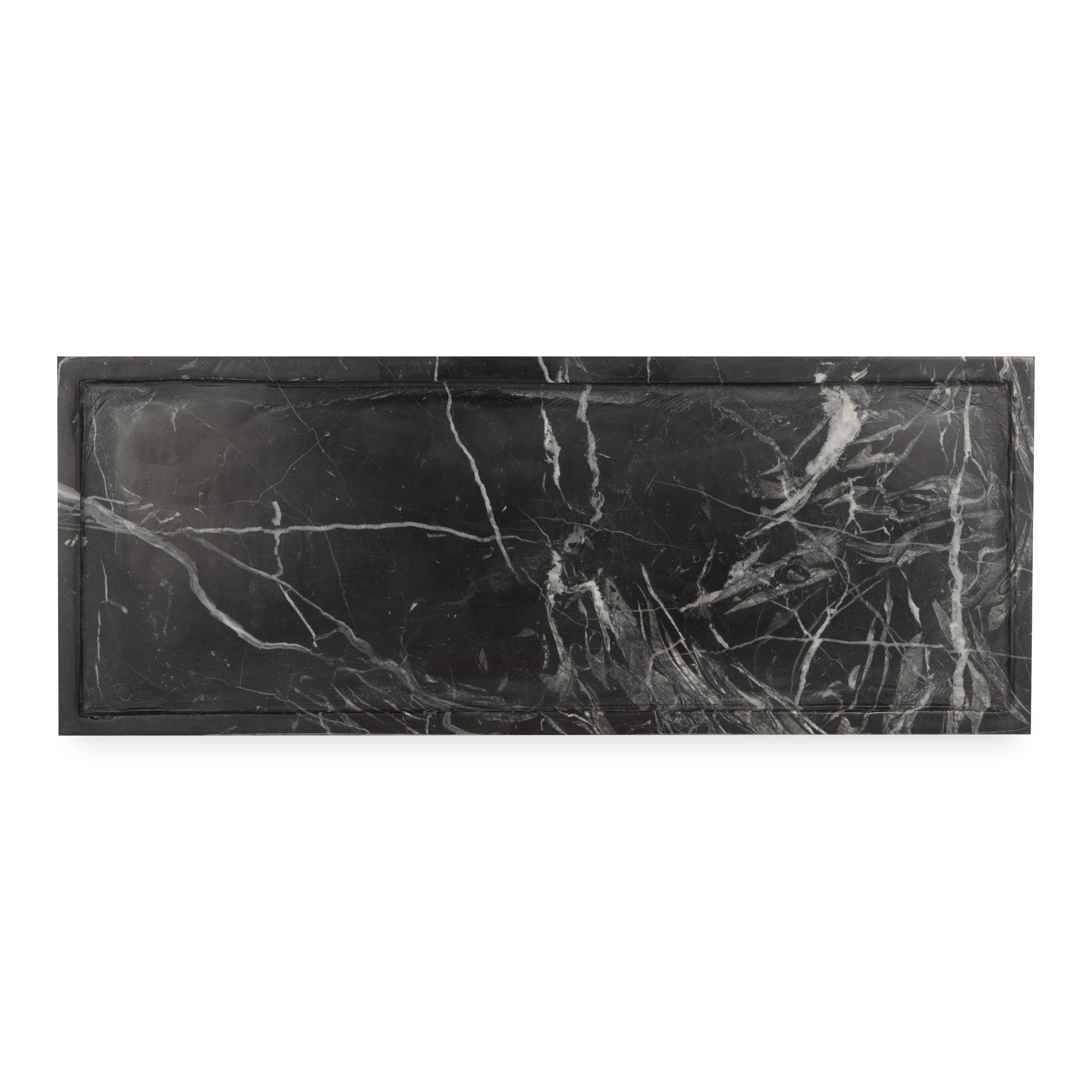 Beautifully handcrafted by skilled artisans, the Marble Collection accessories are made from black marble with natural white veins.