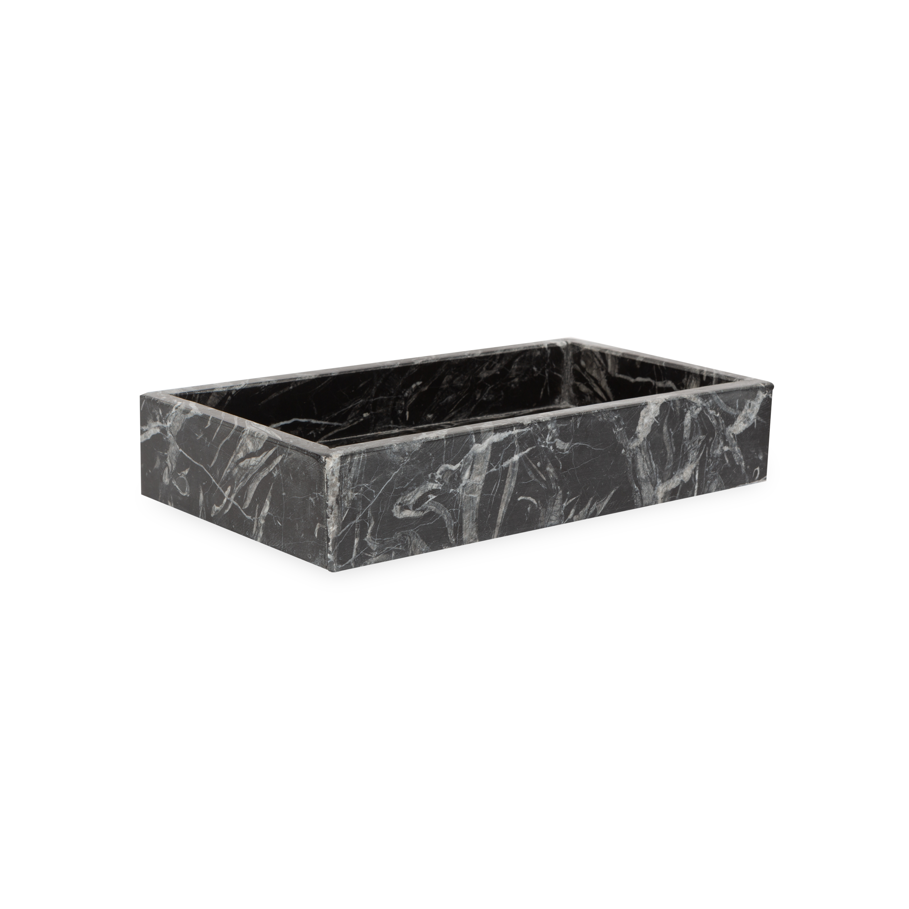 Beautifully handcrafted by skilled artisans, the Marble Collection accessories are made from black marble with natural white veins.