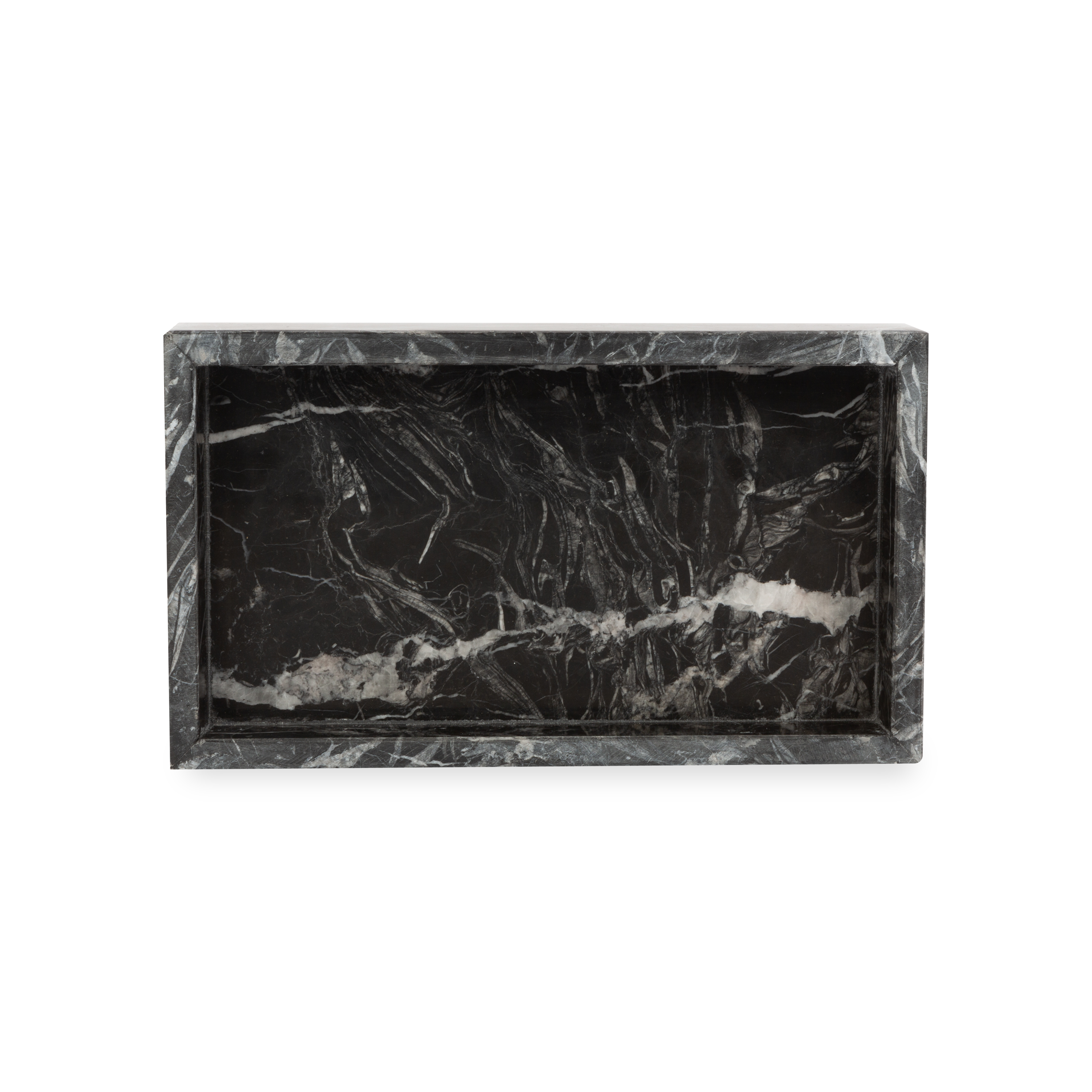 Beautifully handcrafted by skilled artisans, the Marble Collection accessories are made from black marble with natural white veins.