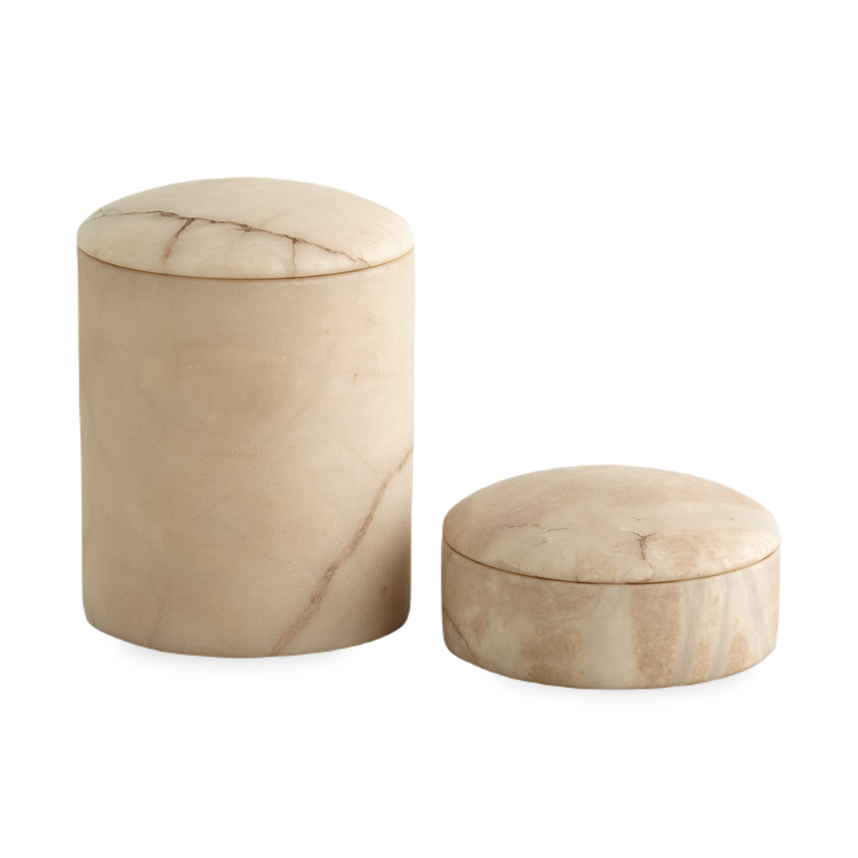 Perfect for a vanity or desk, the Gala Canister is made from natural alabaster with a smooth domed top for a softer statement.