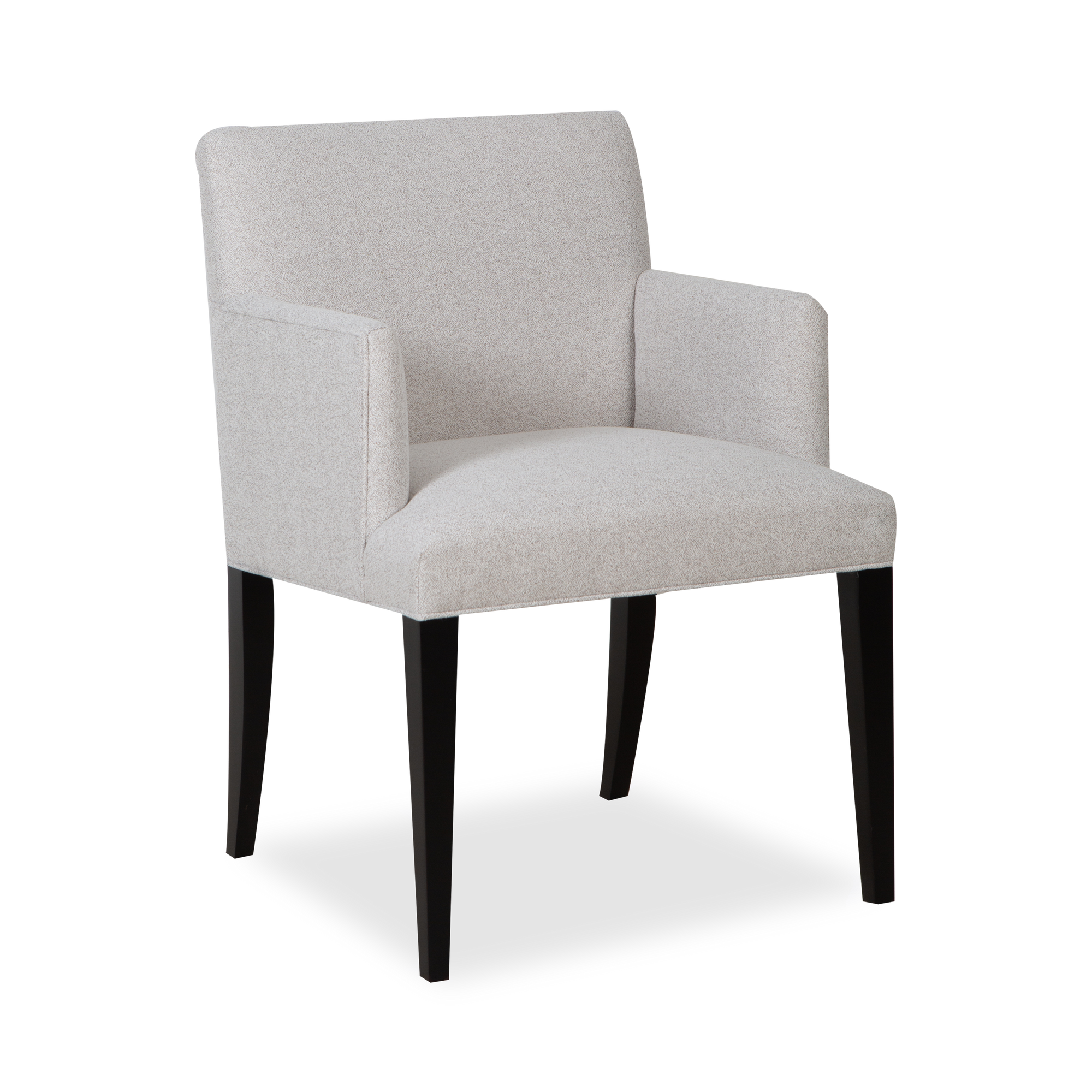A minimal form with comfortable arms combines with modern ivory-coloured upholstery to create this essential modern dining chair.