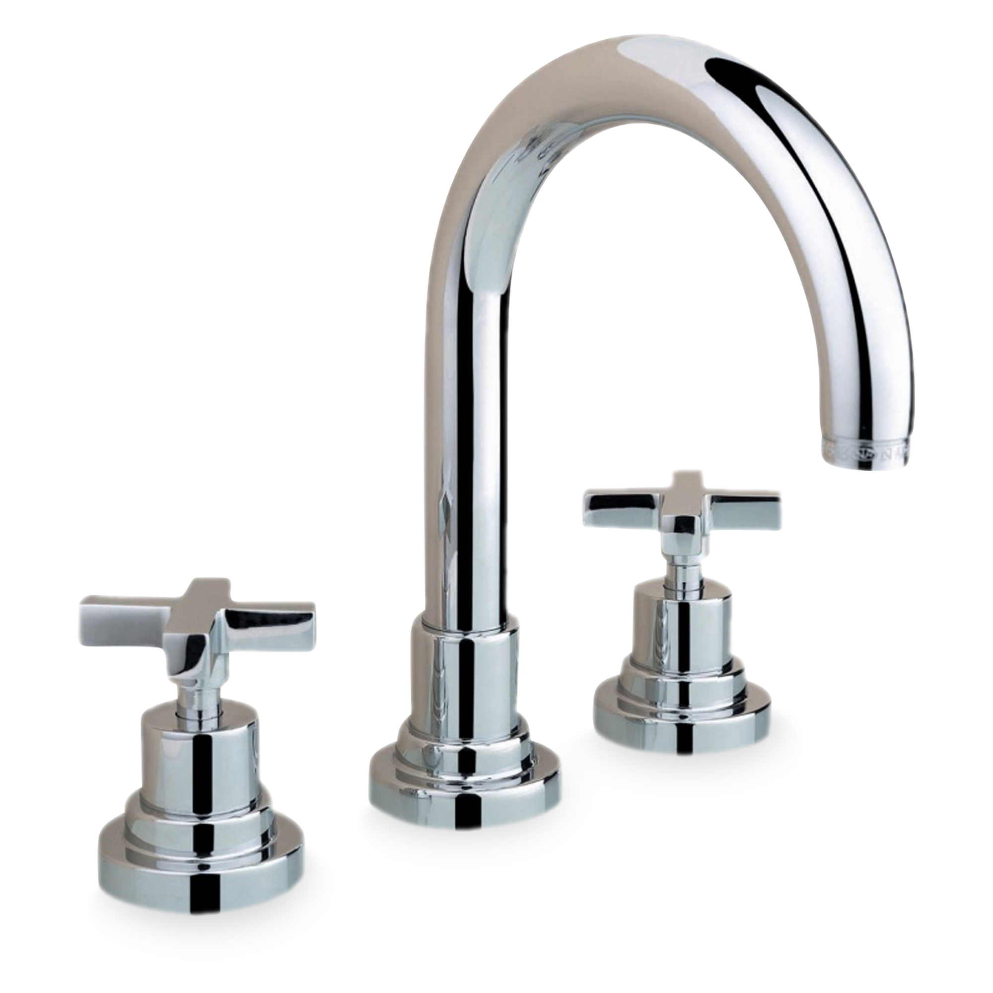 The Avenue X Faucet (Gooseneck) is a basin faucet featuring two croass handels.